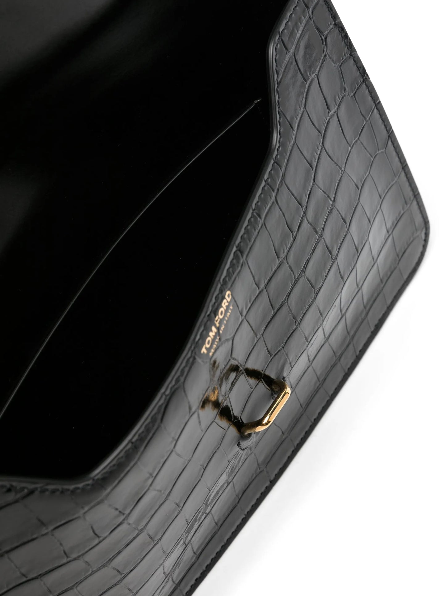 Portfolio croc-embossed leather clutch bag