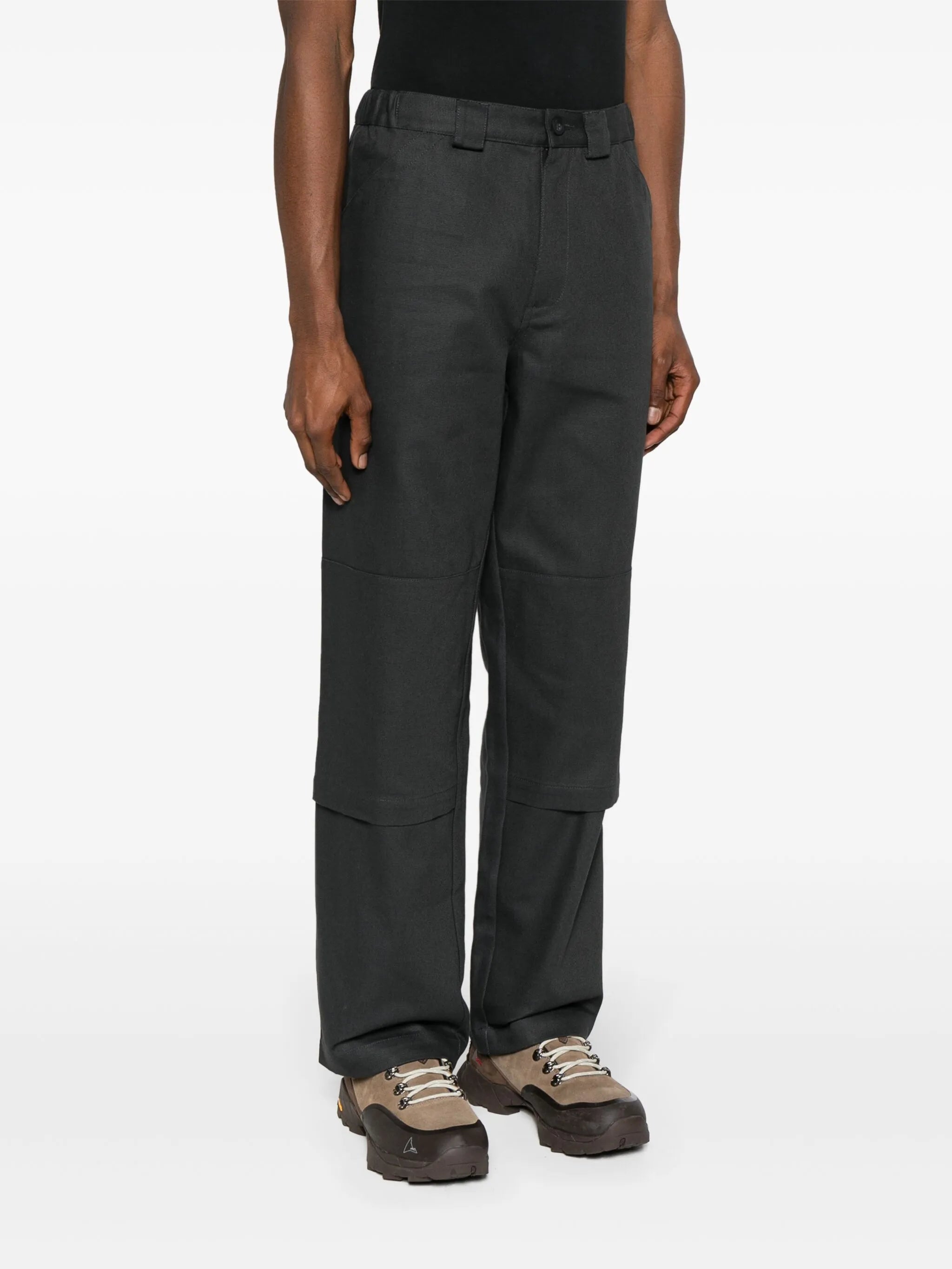 Replicated straight-leg trousers
