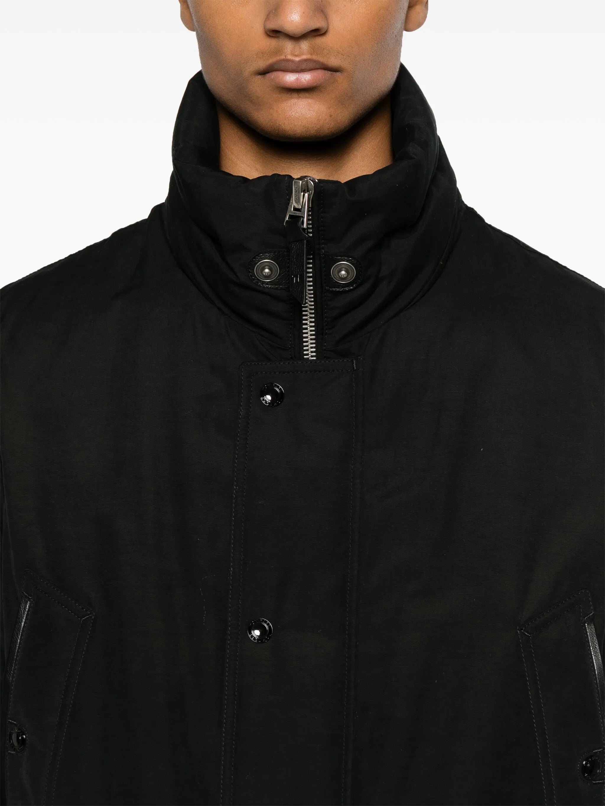 zip-up hooded down coat