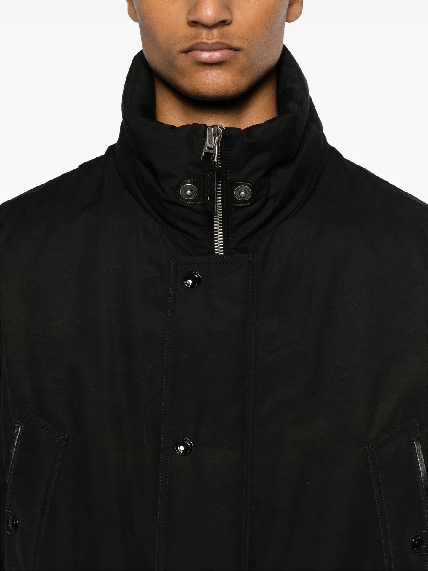 zip-up hooded down coat