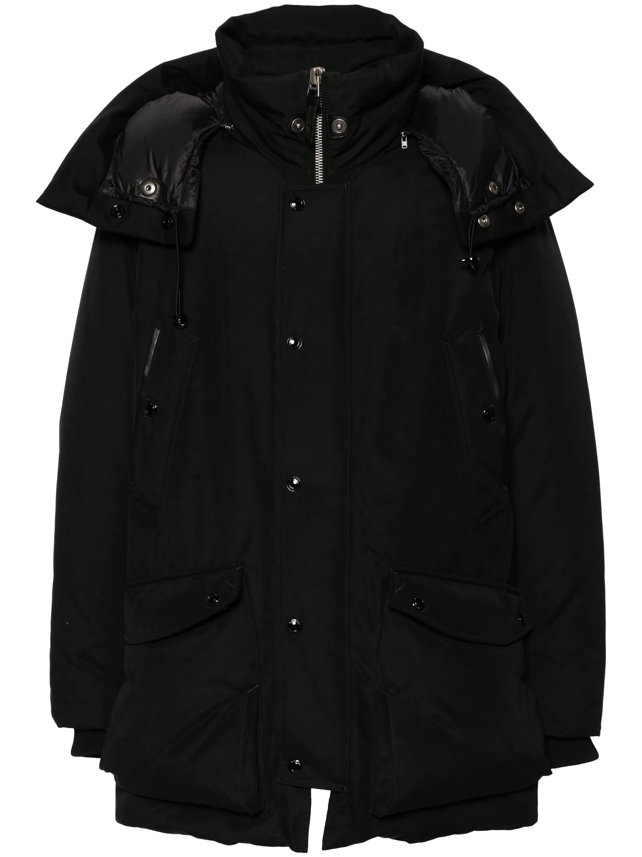 zip-up hooded down coat