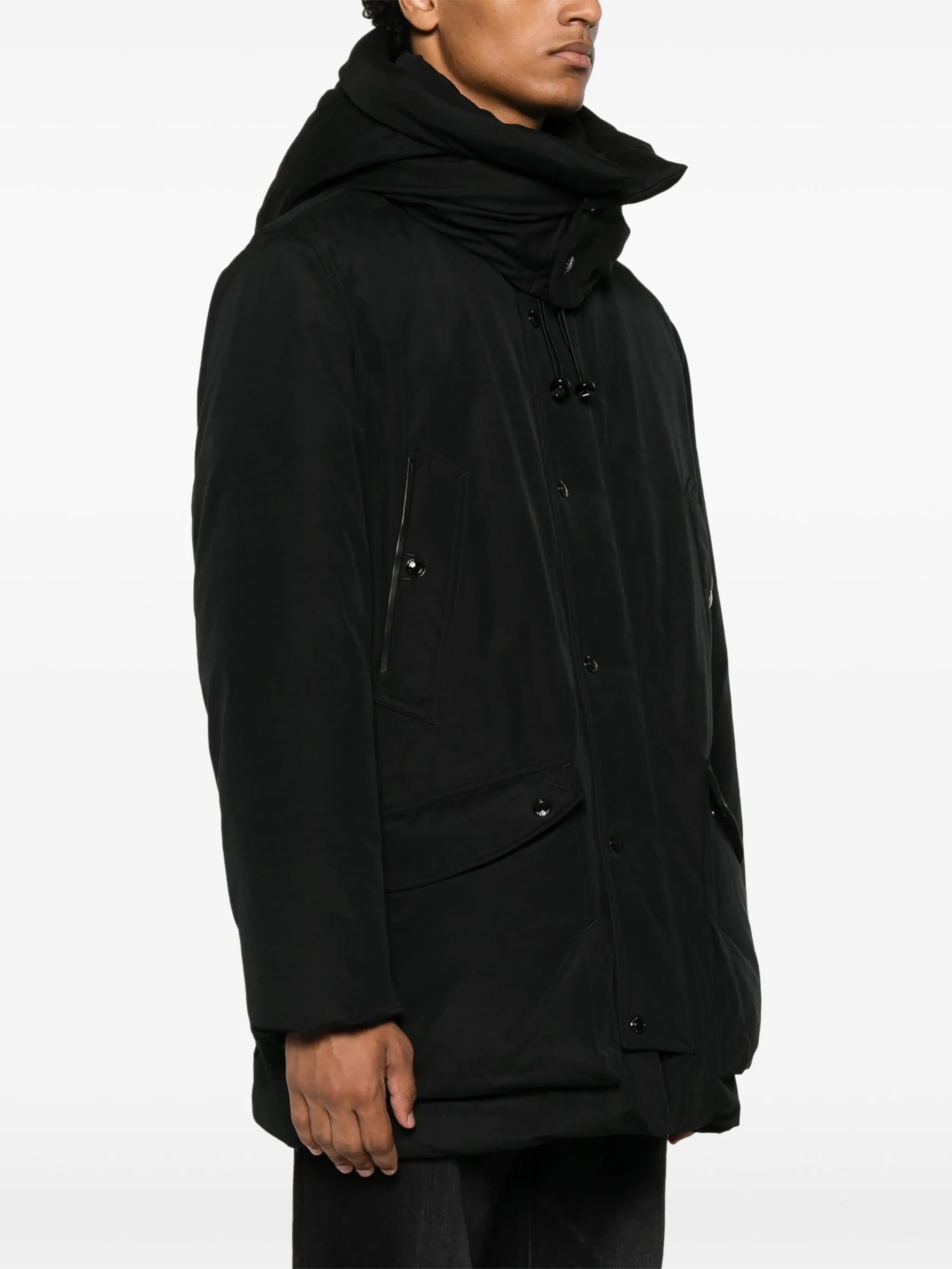 zip-up hooded down coat