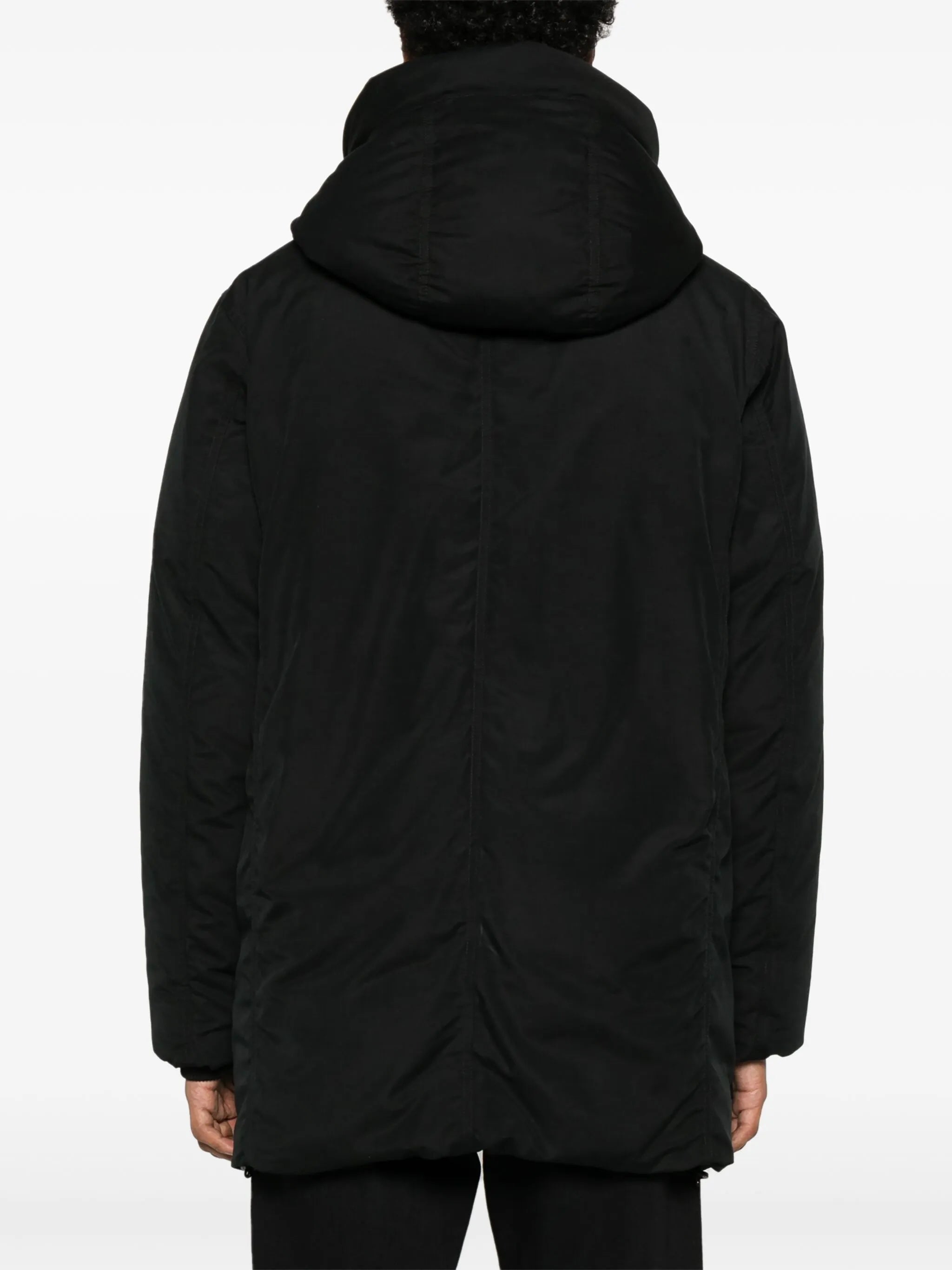 zip-up hooded down coat