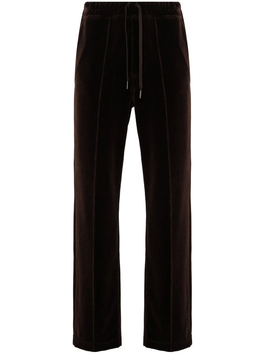 straight-leg velour track pants