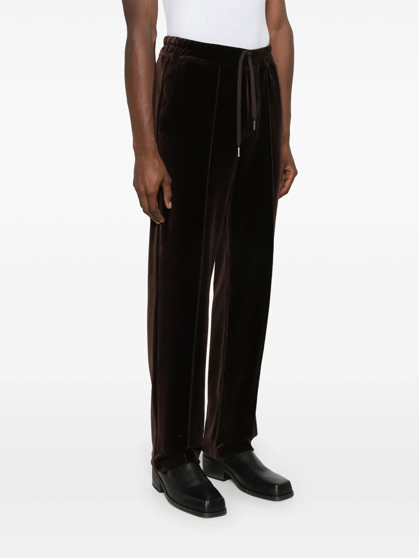 straight-leg velour track pants