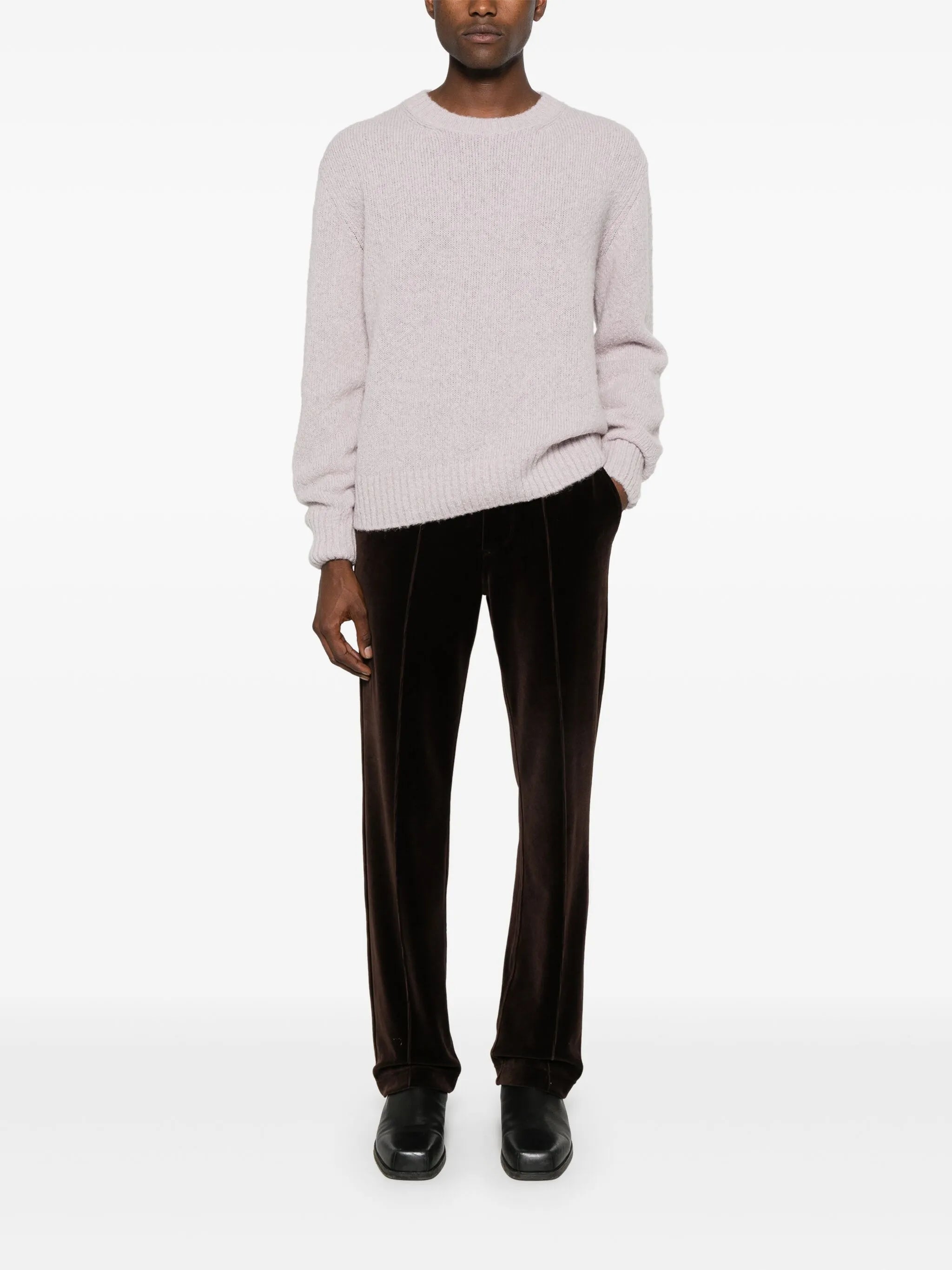 straight-leg velour track pants