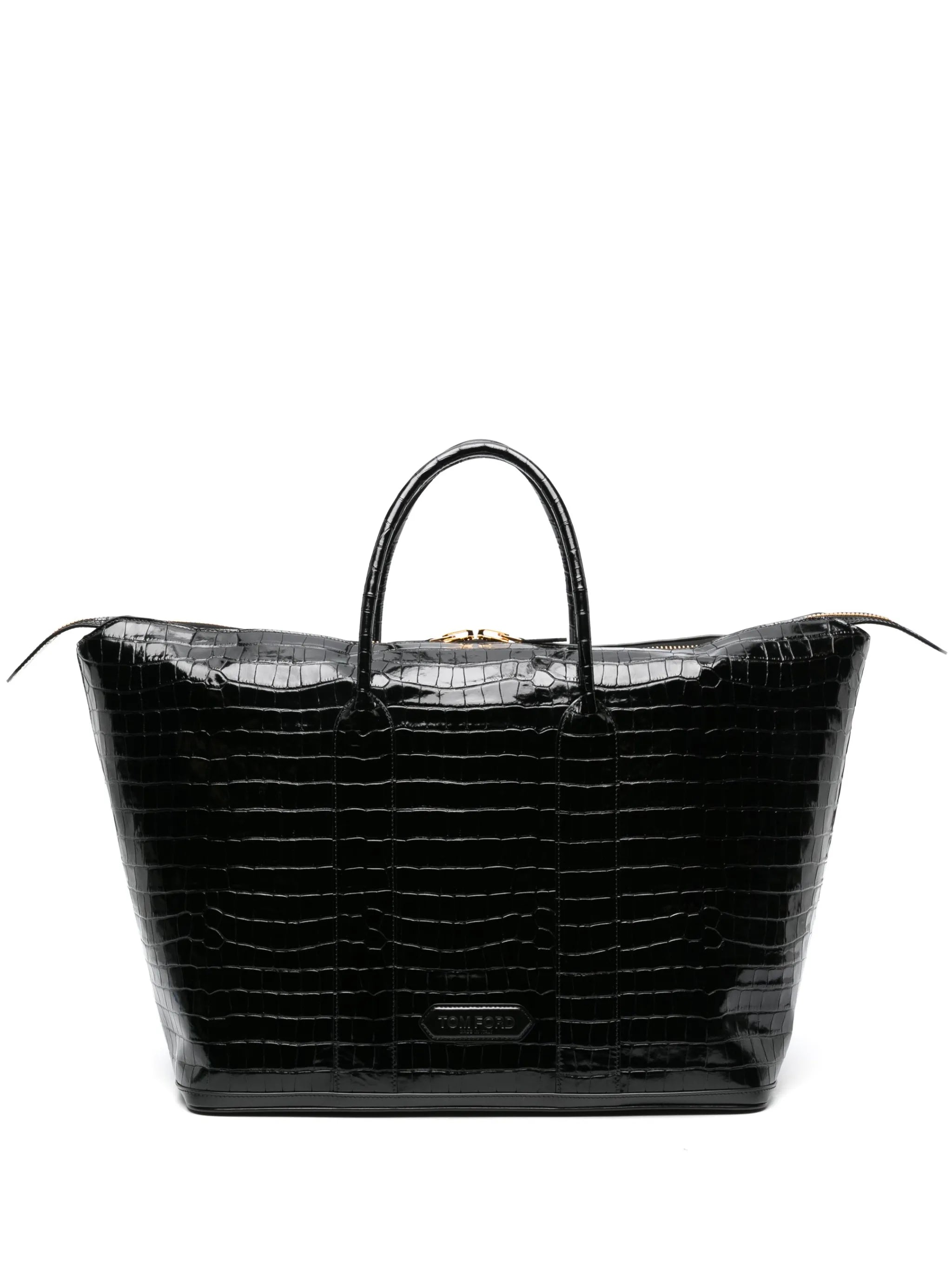 embossed-crocodile leather holdall bag