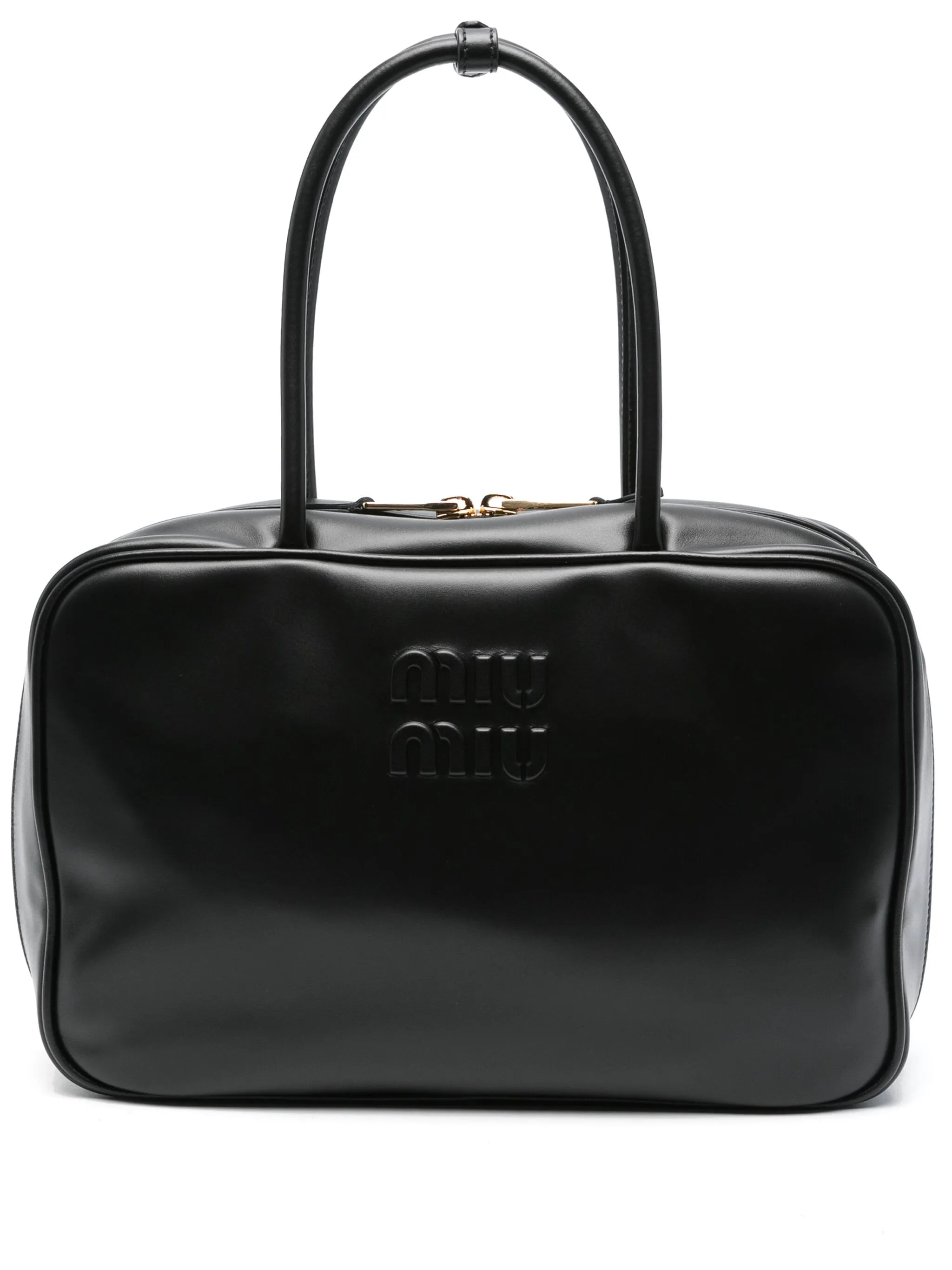 logo-embossed leather shoulder bag