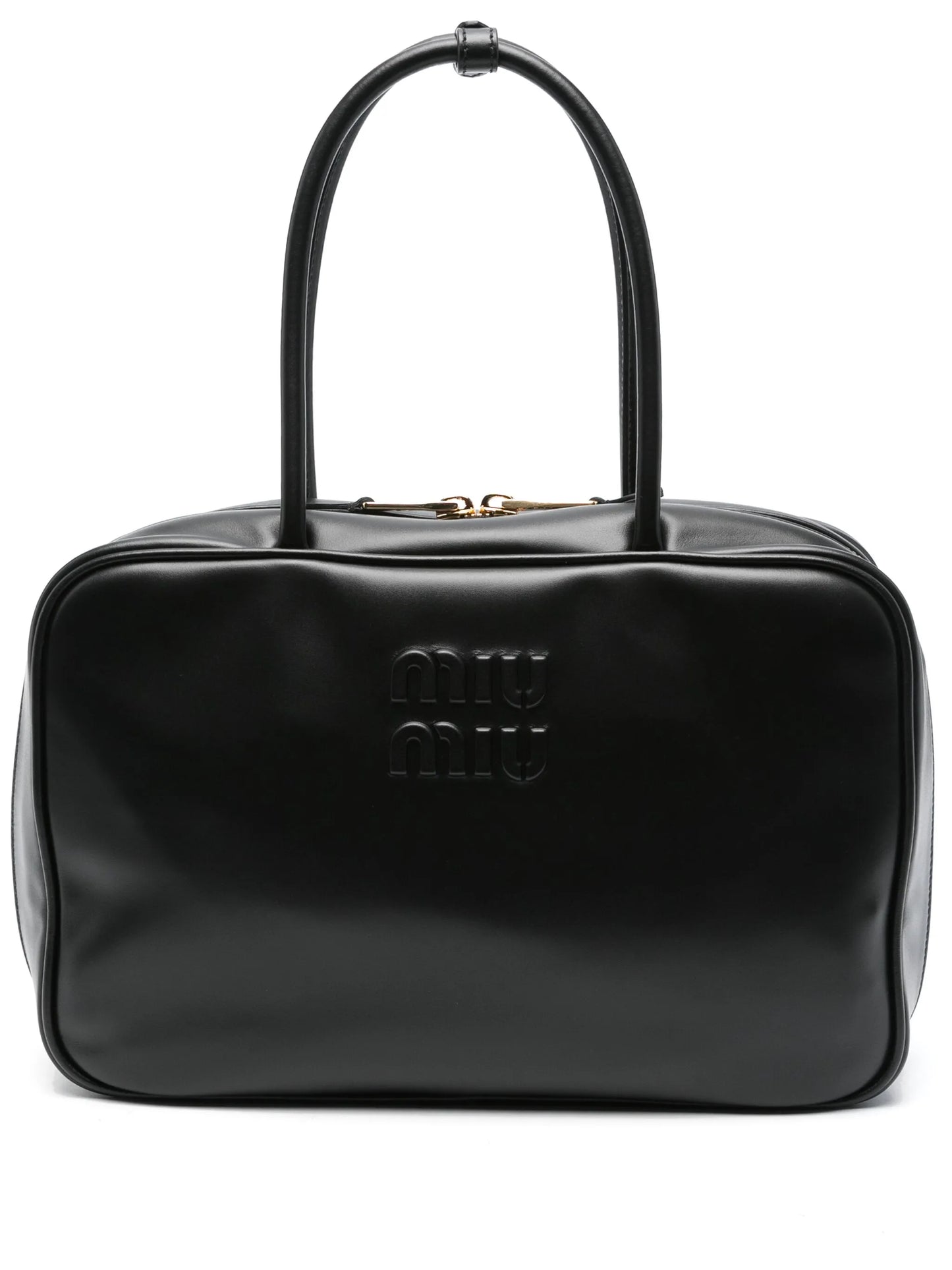 logo-embossed leather shoulder bag