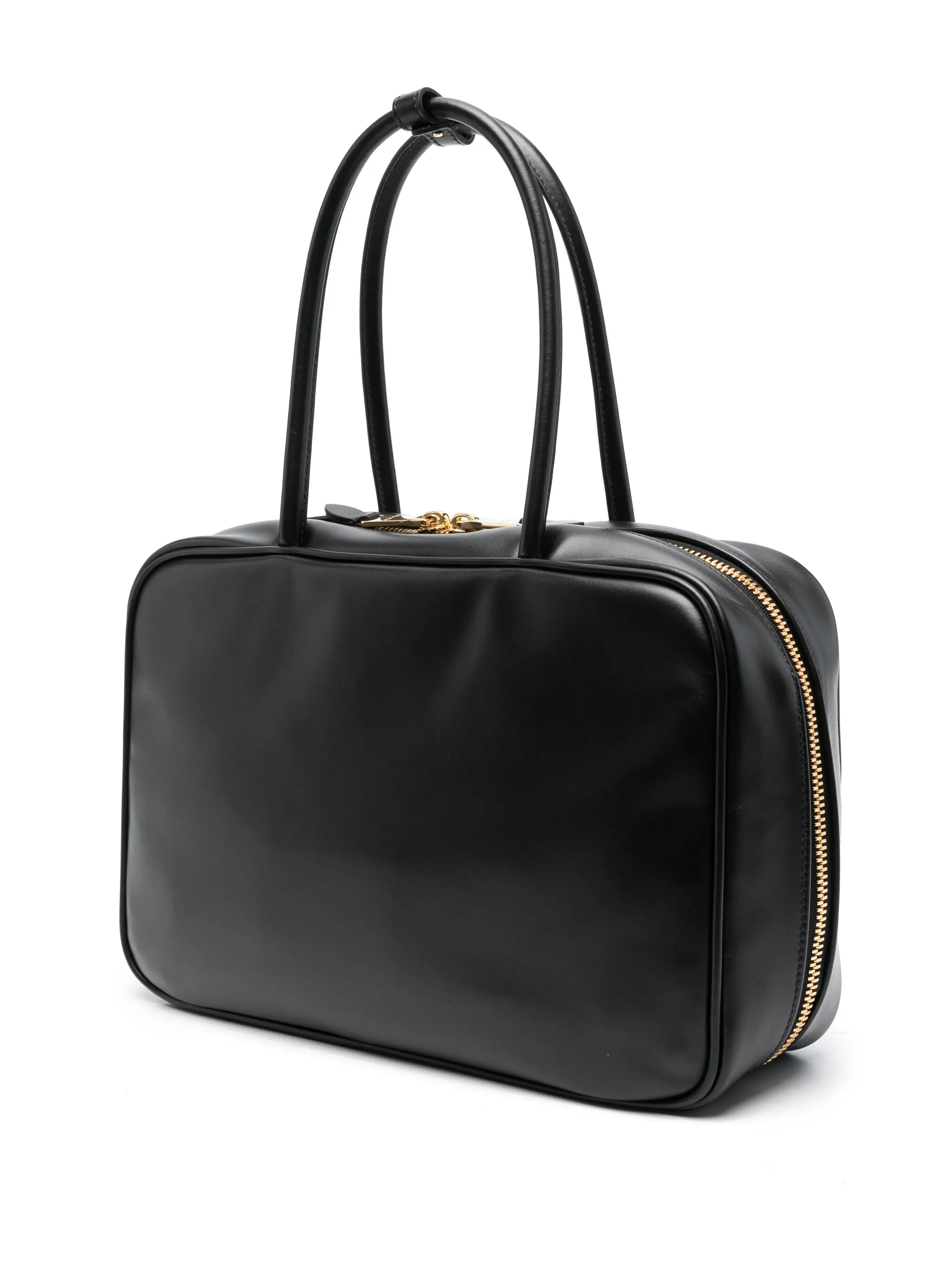 logo-embossed leather shoulder bag