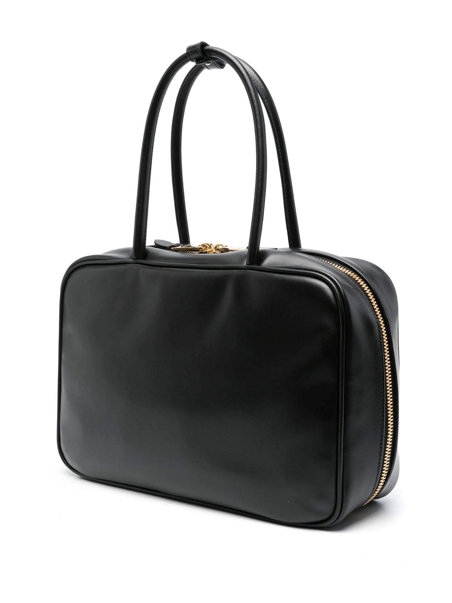 logo-embossed leather shoulder bag