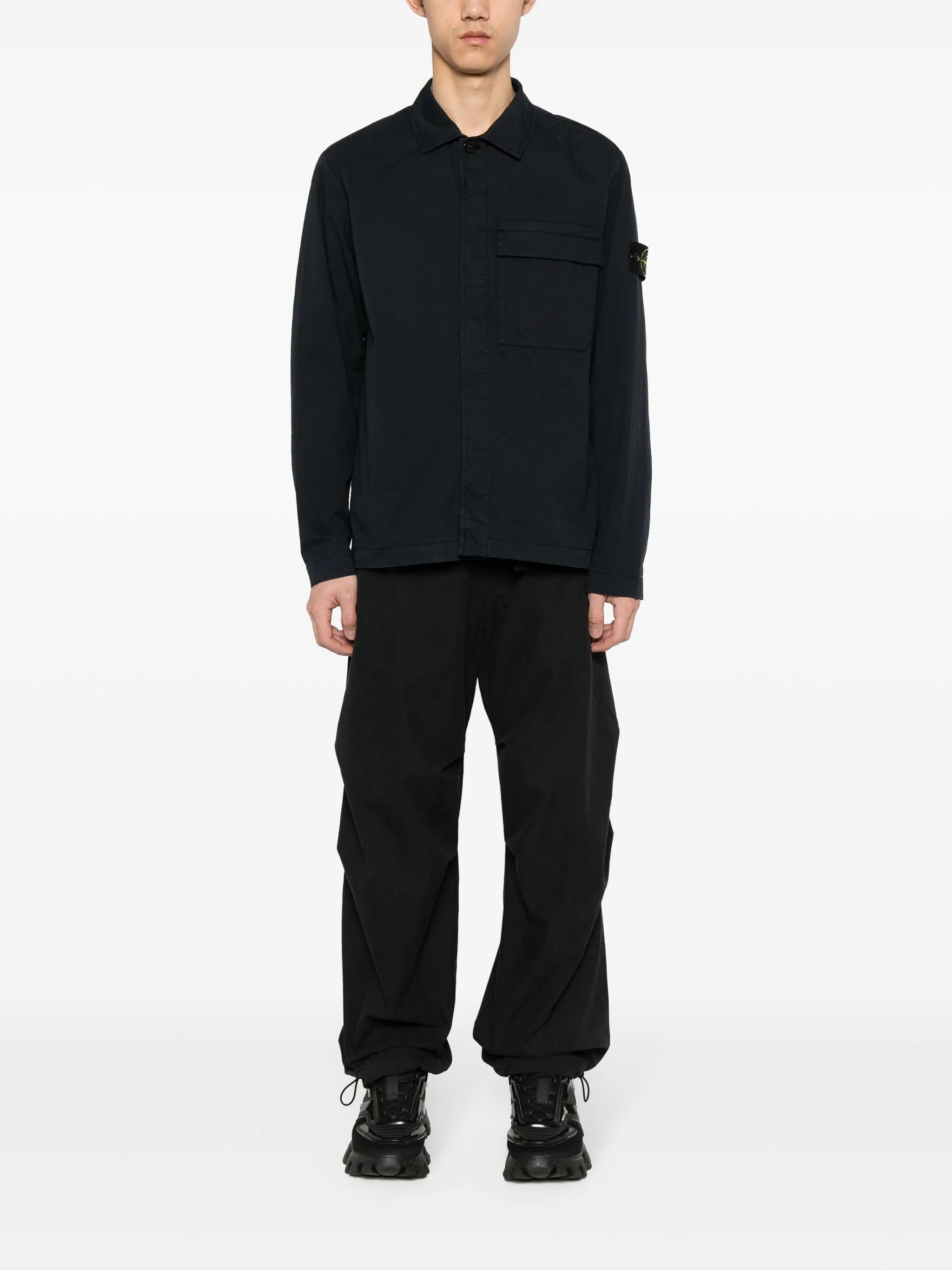 Compass-badge shirt jacket