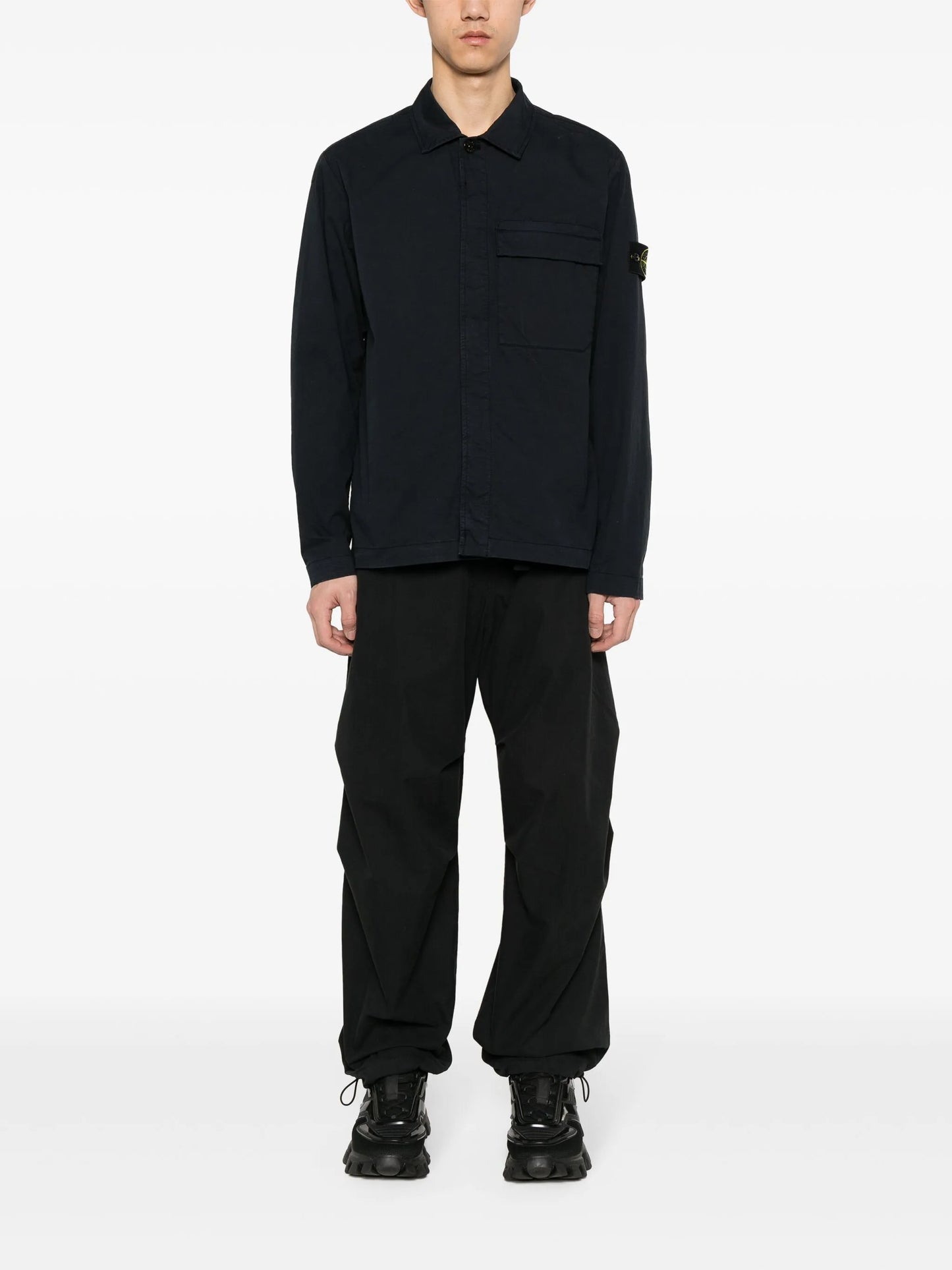 Compass-badge shirt jacket