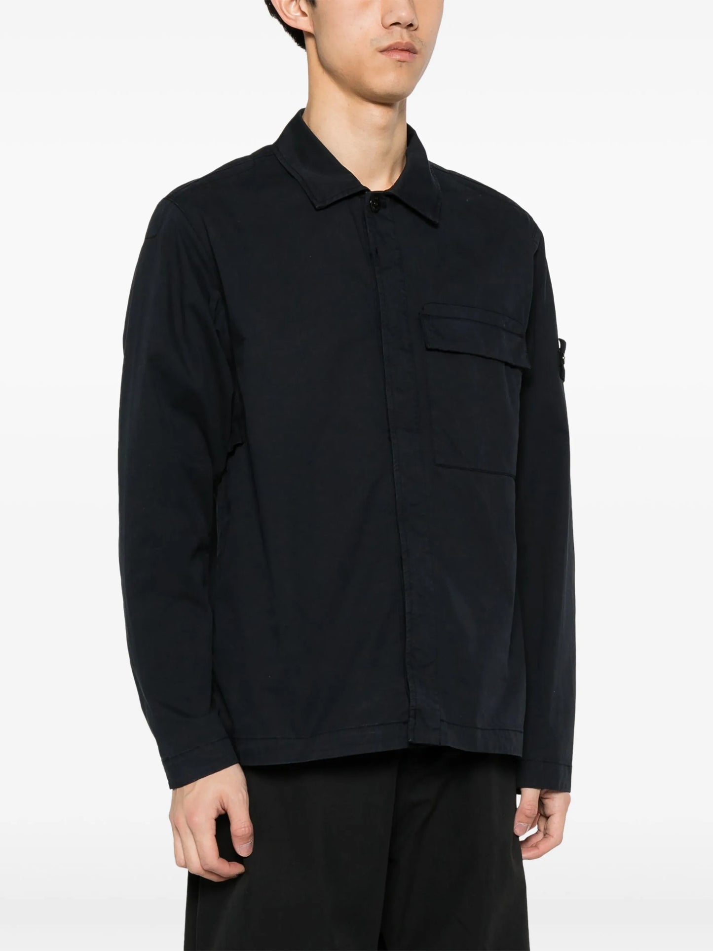 Compass-badge shirt jacket