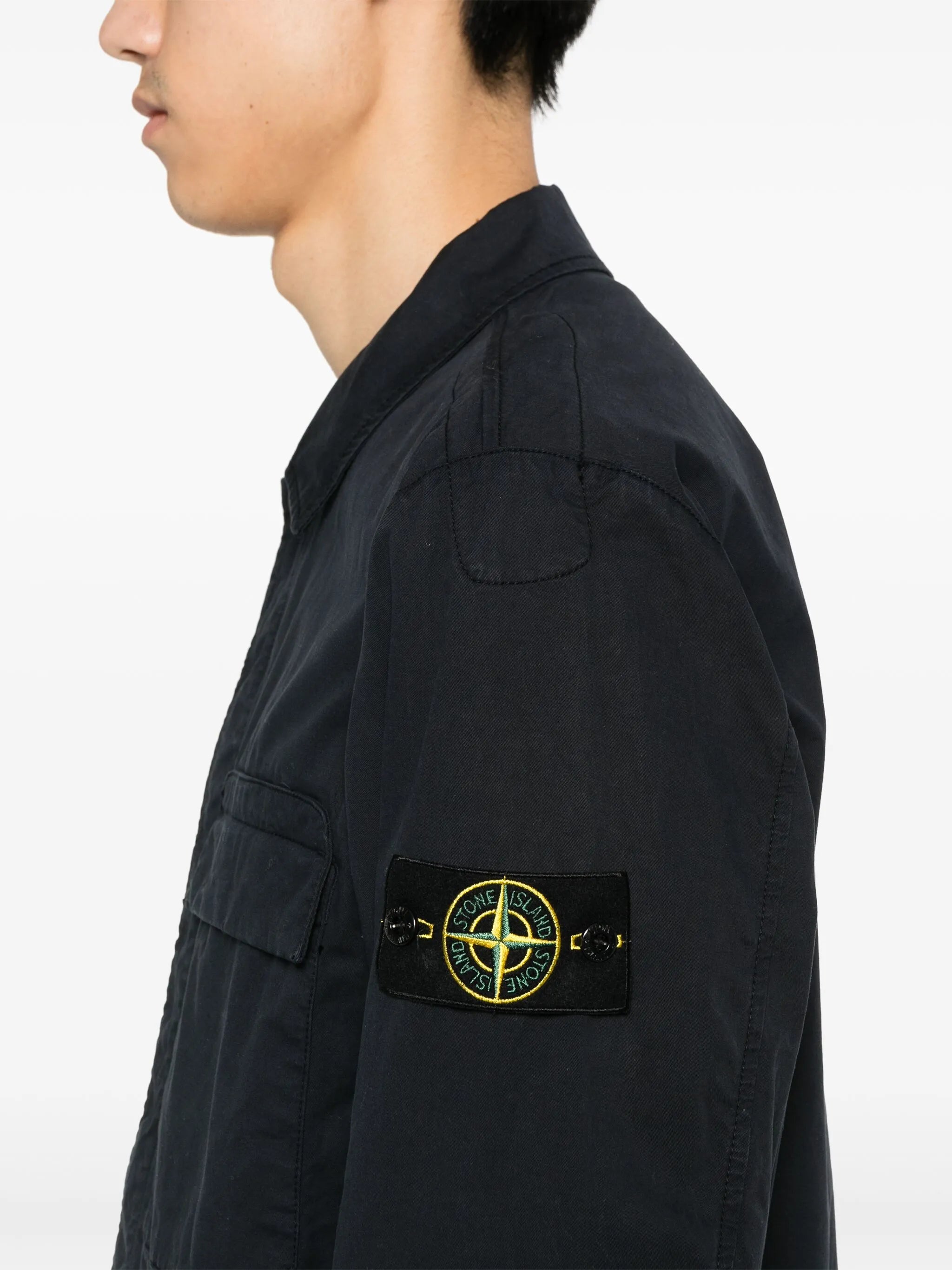 Compass-badge shirt jacket