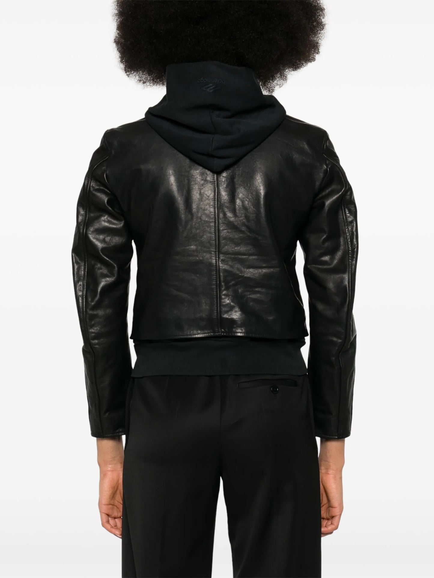 layered-detail leather jacket