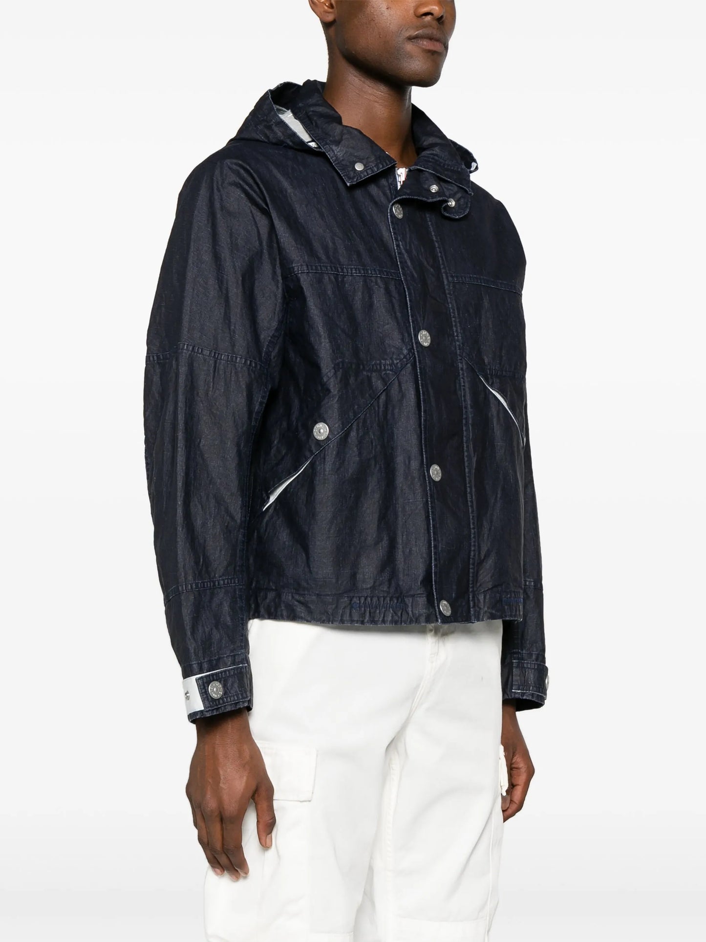 Raw Plated linen hooded jacket