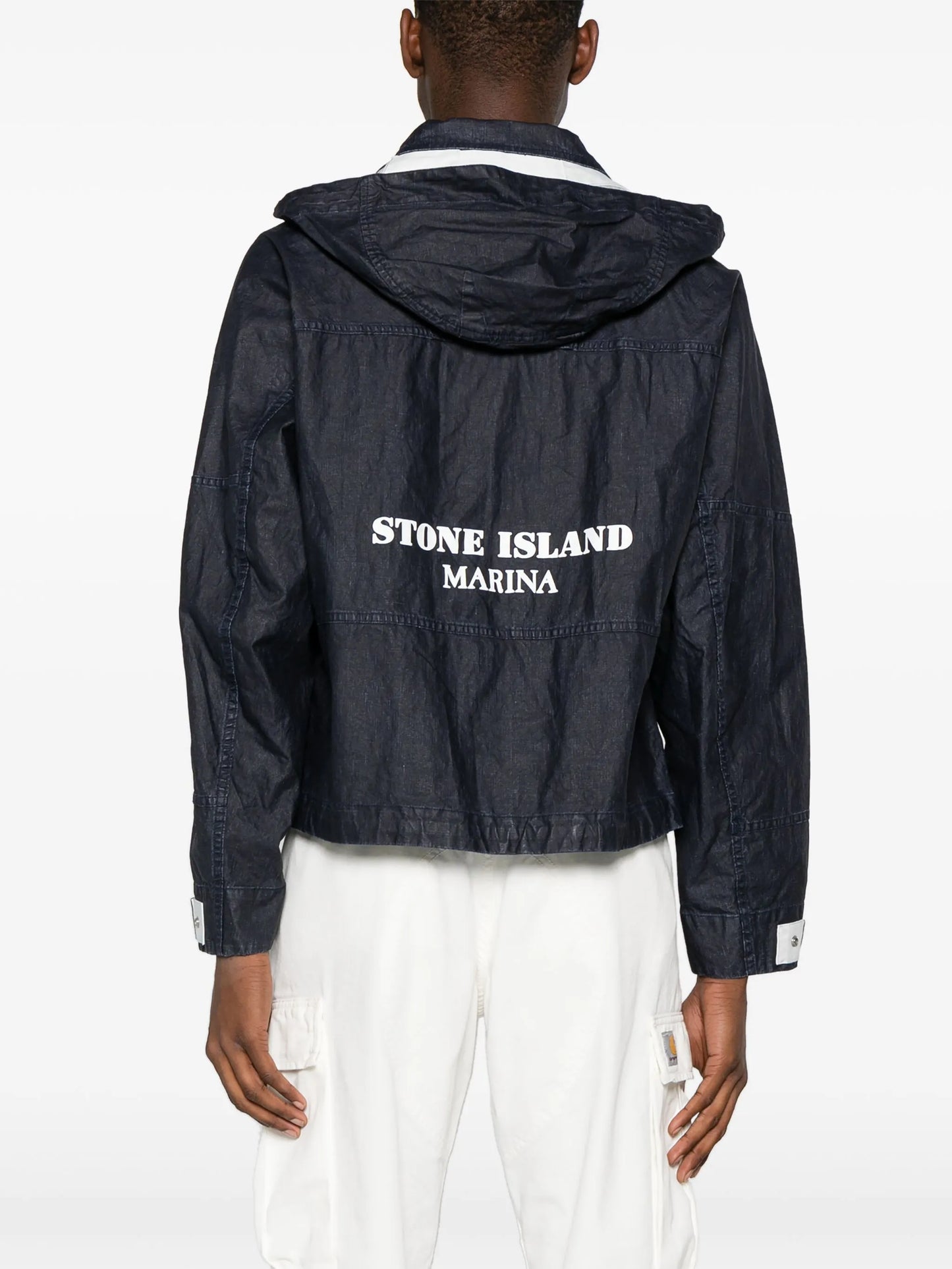 Raw Plated linen hooded jacket