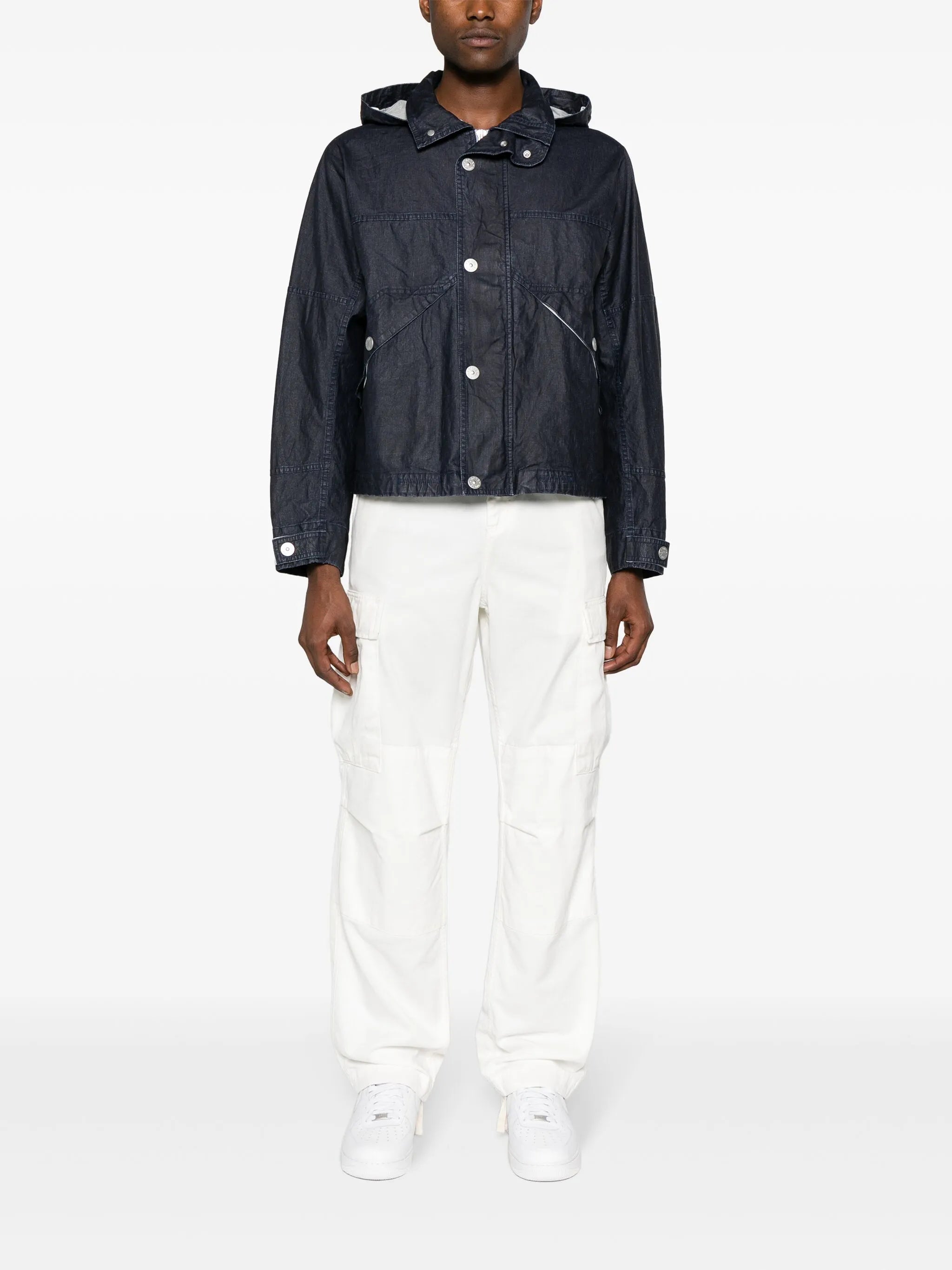 Raw Plated linen hooded jacket