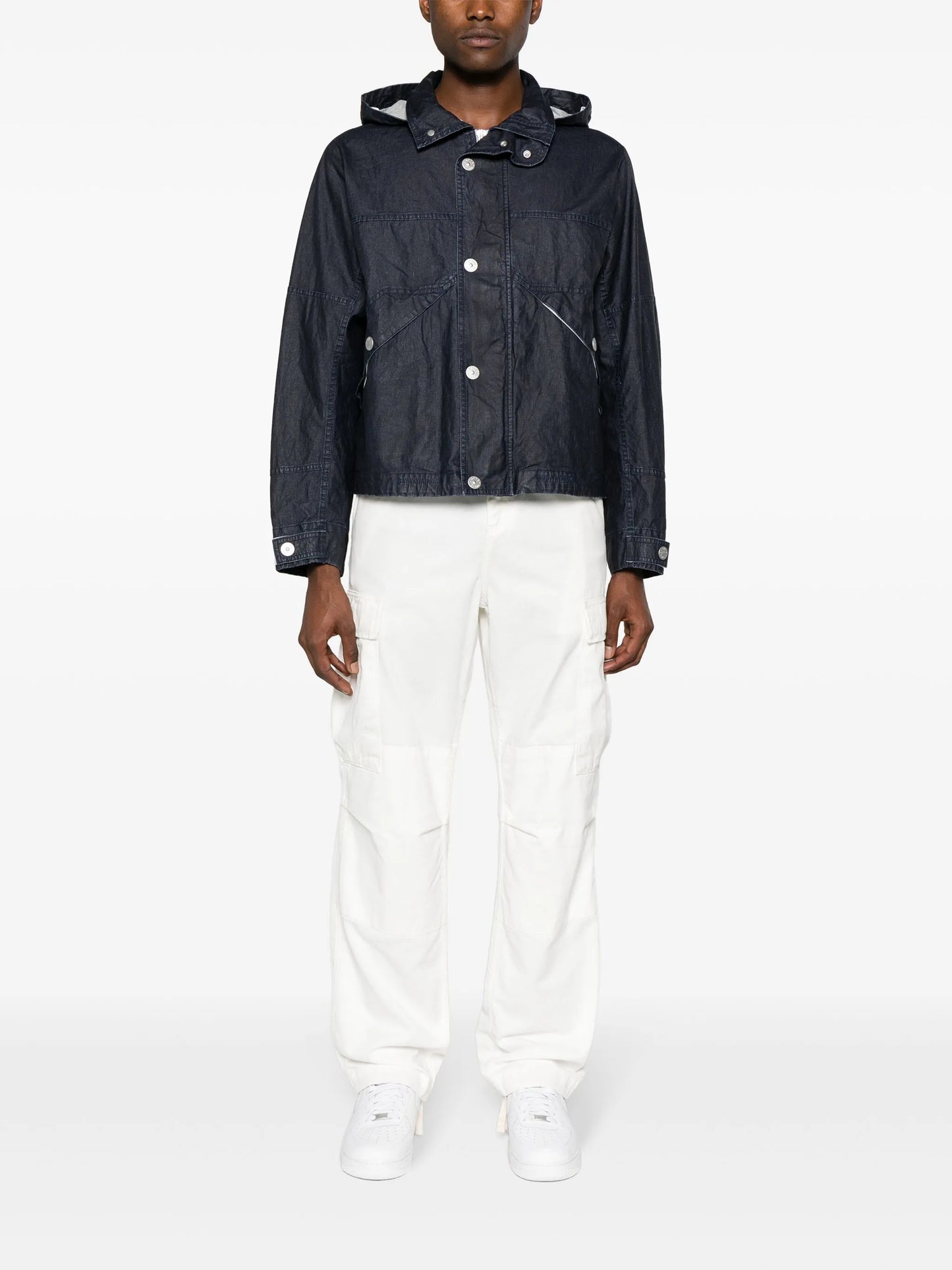 Raw Plated linen hooded jacket