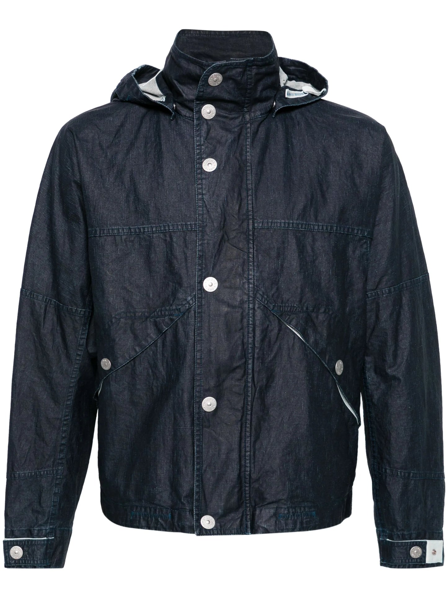 Raw Plated linen hooded jacket