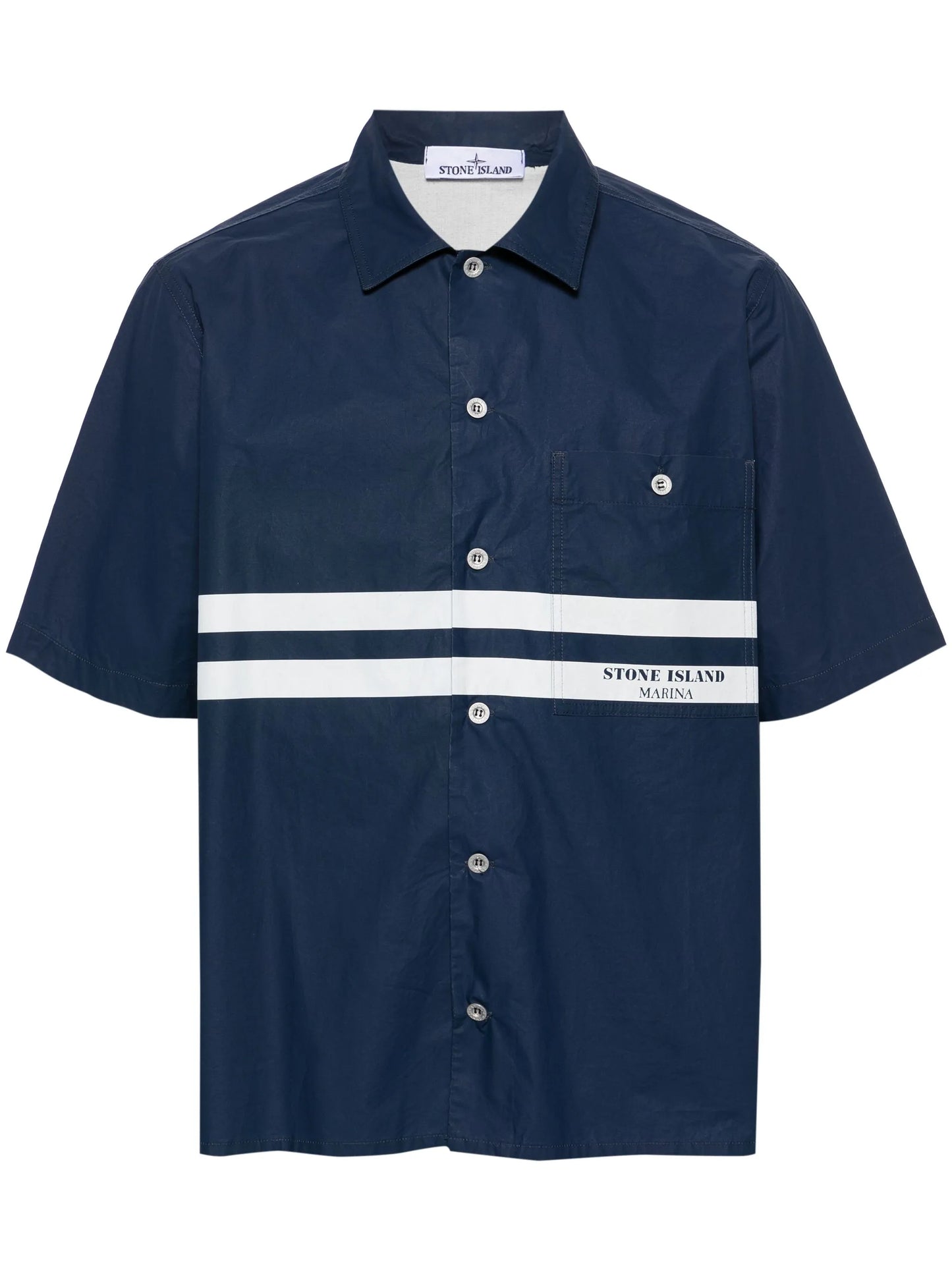 stripe-detail cotton overshirt