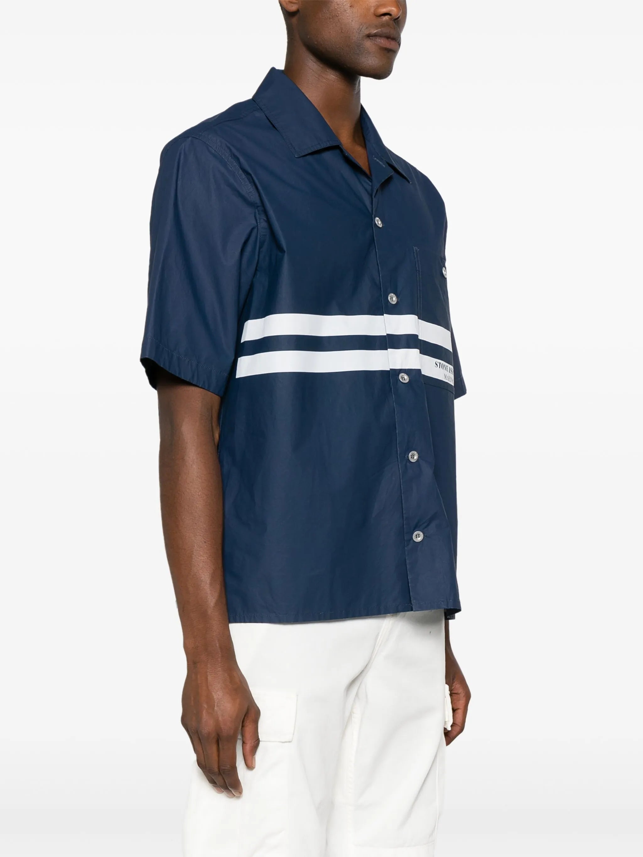 stripe-detail cotton overshirt