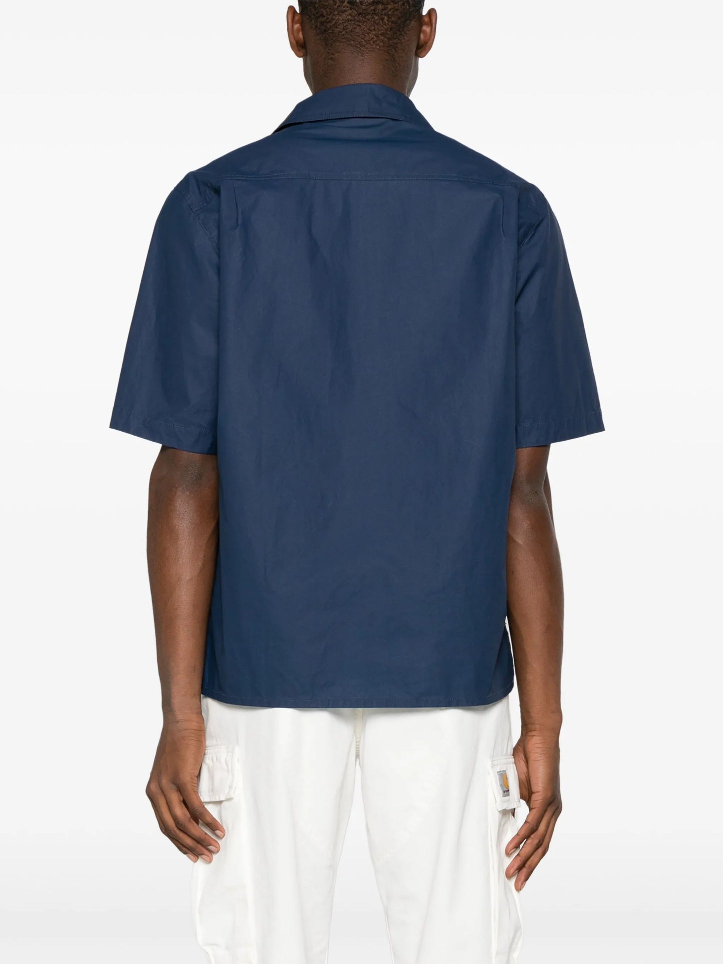 stripe-detail cotton overshirt