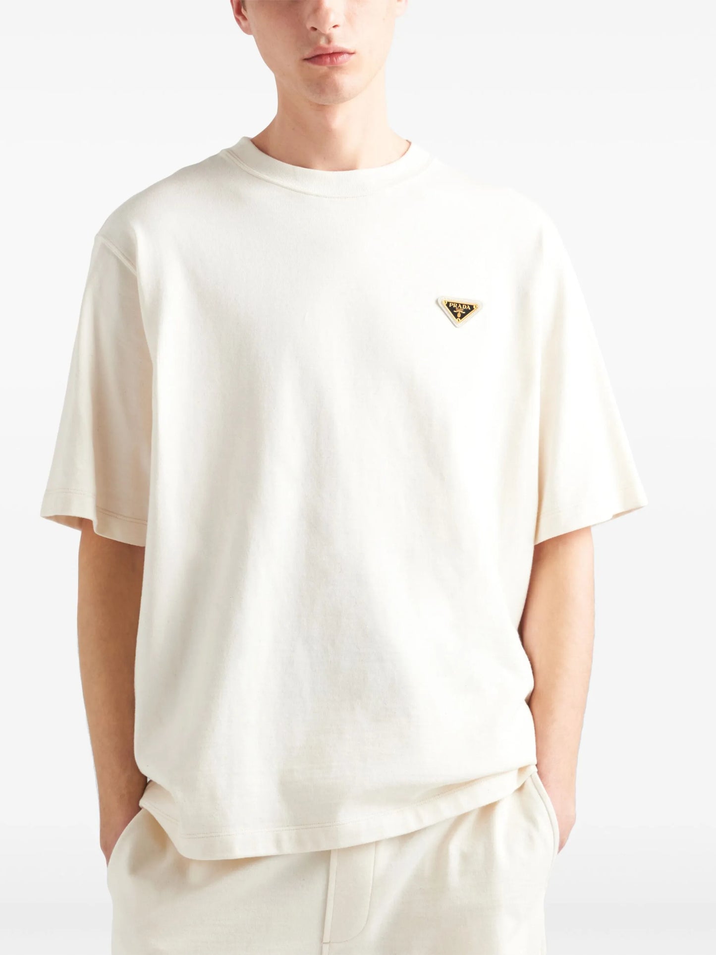 triangle-logo cotton T-shirt