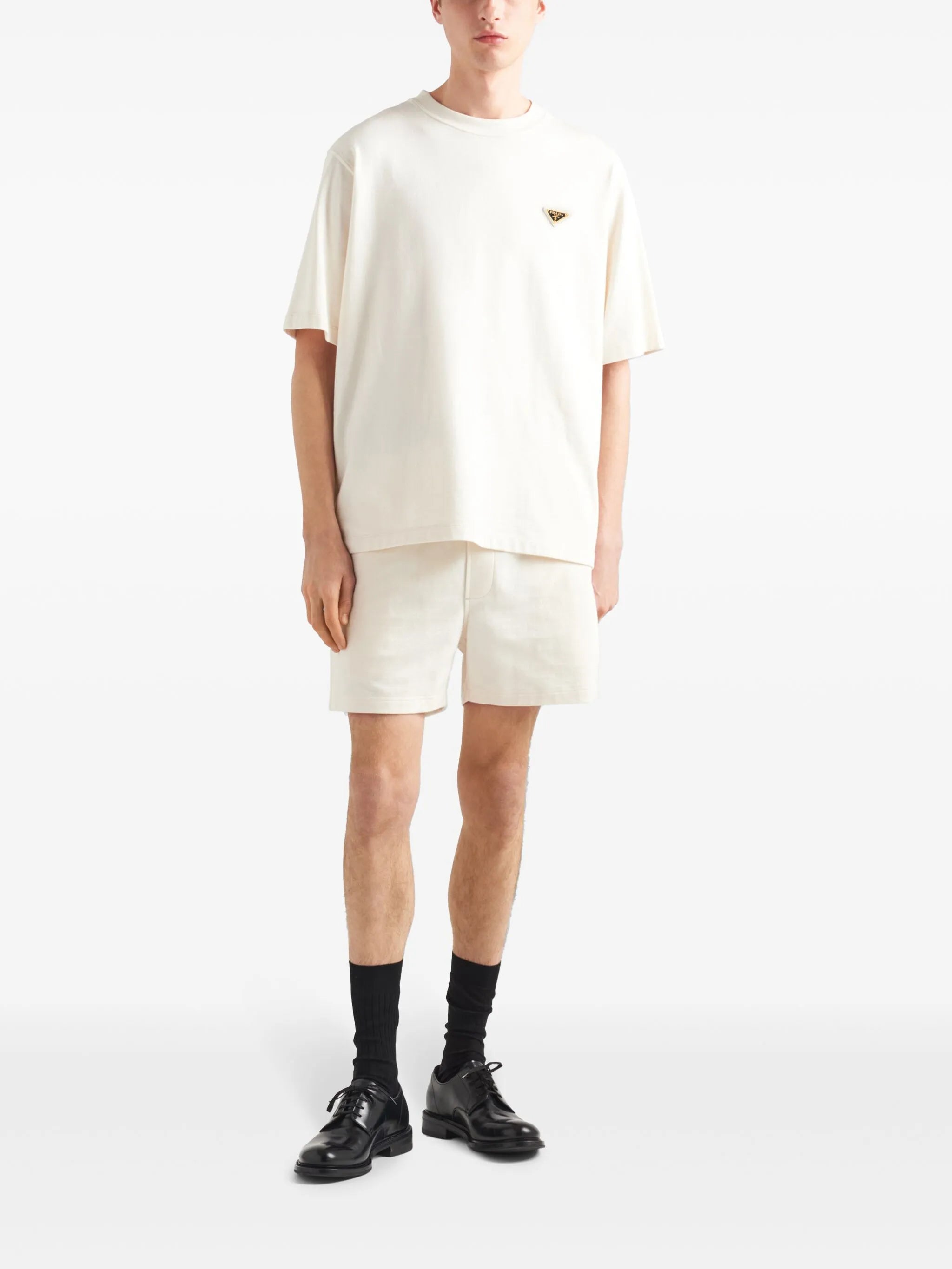 triangle-logo cotton T-shirt
