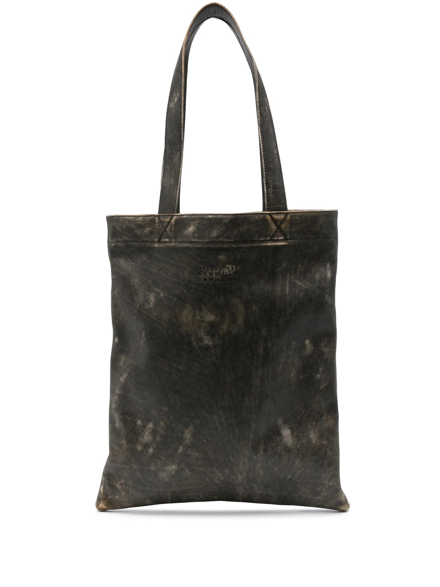 numbers-motif leather tote bag