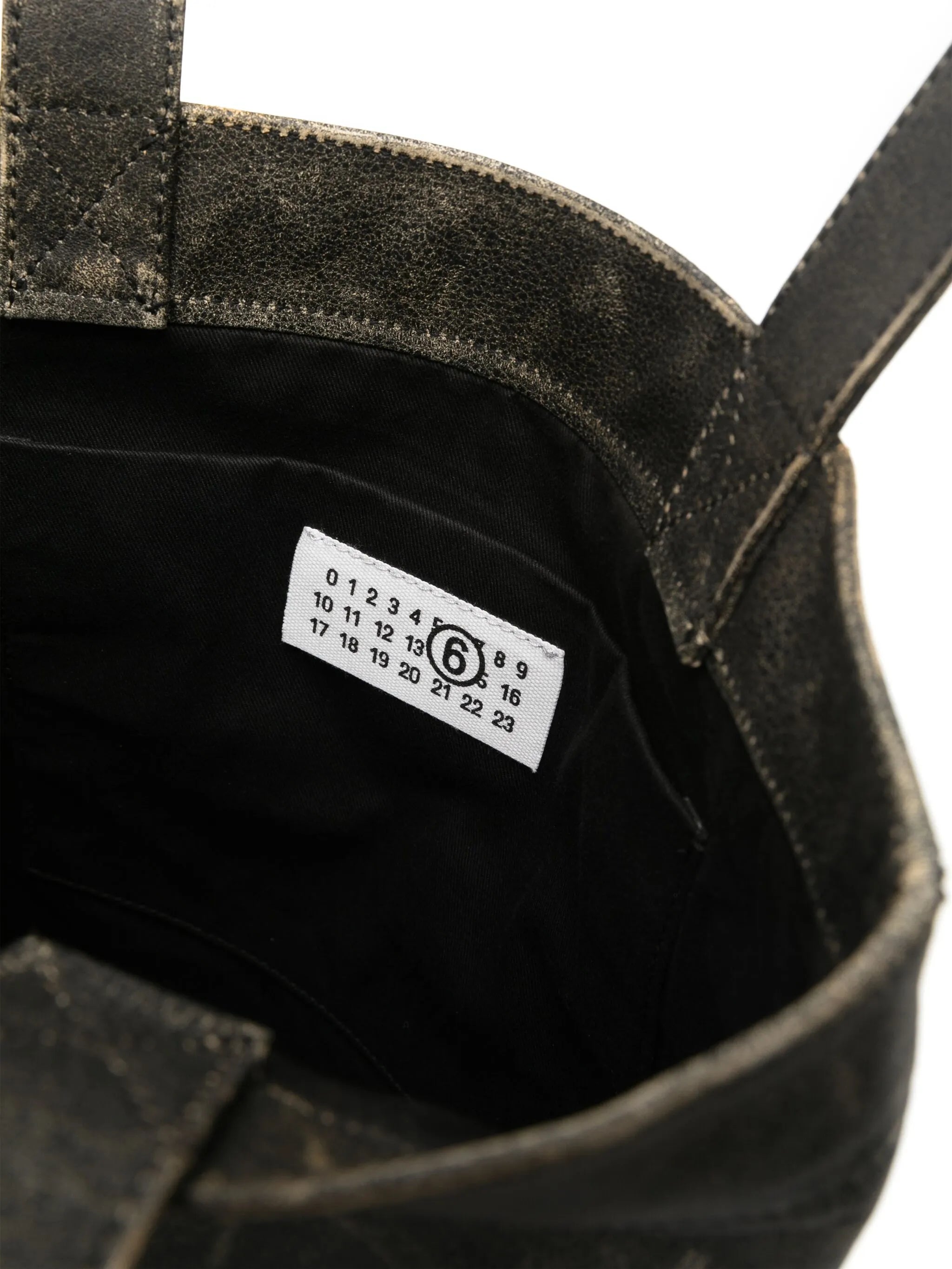 numbers-motif leather tote bag
