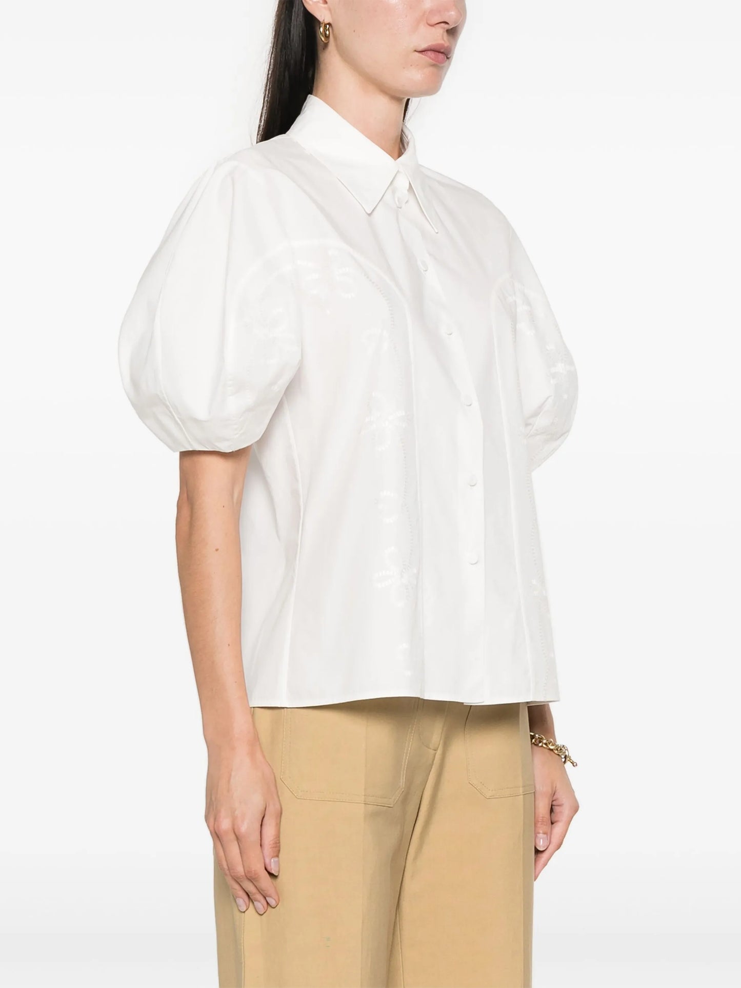 embroidery-detail poplin shirt