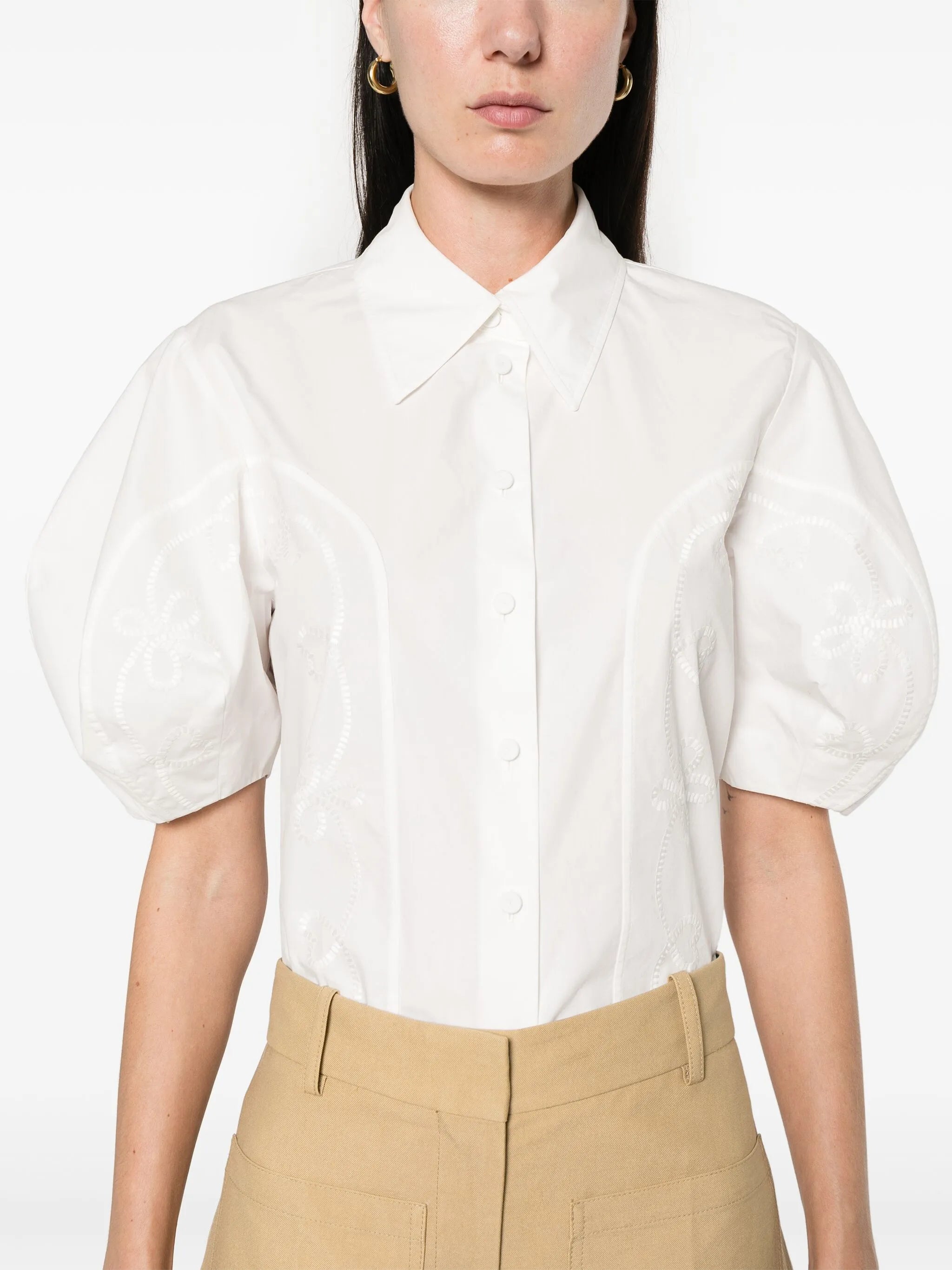 embroidery-detail poplin shirt