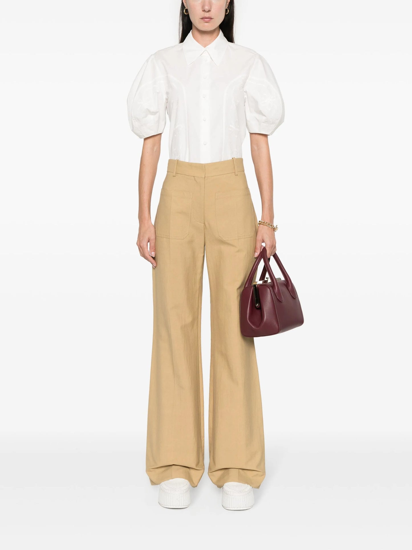 embroidery-detail poplin shirt