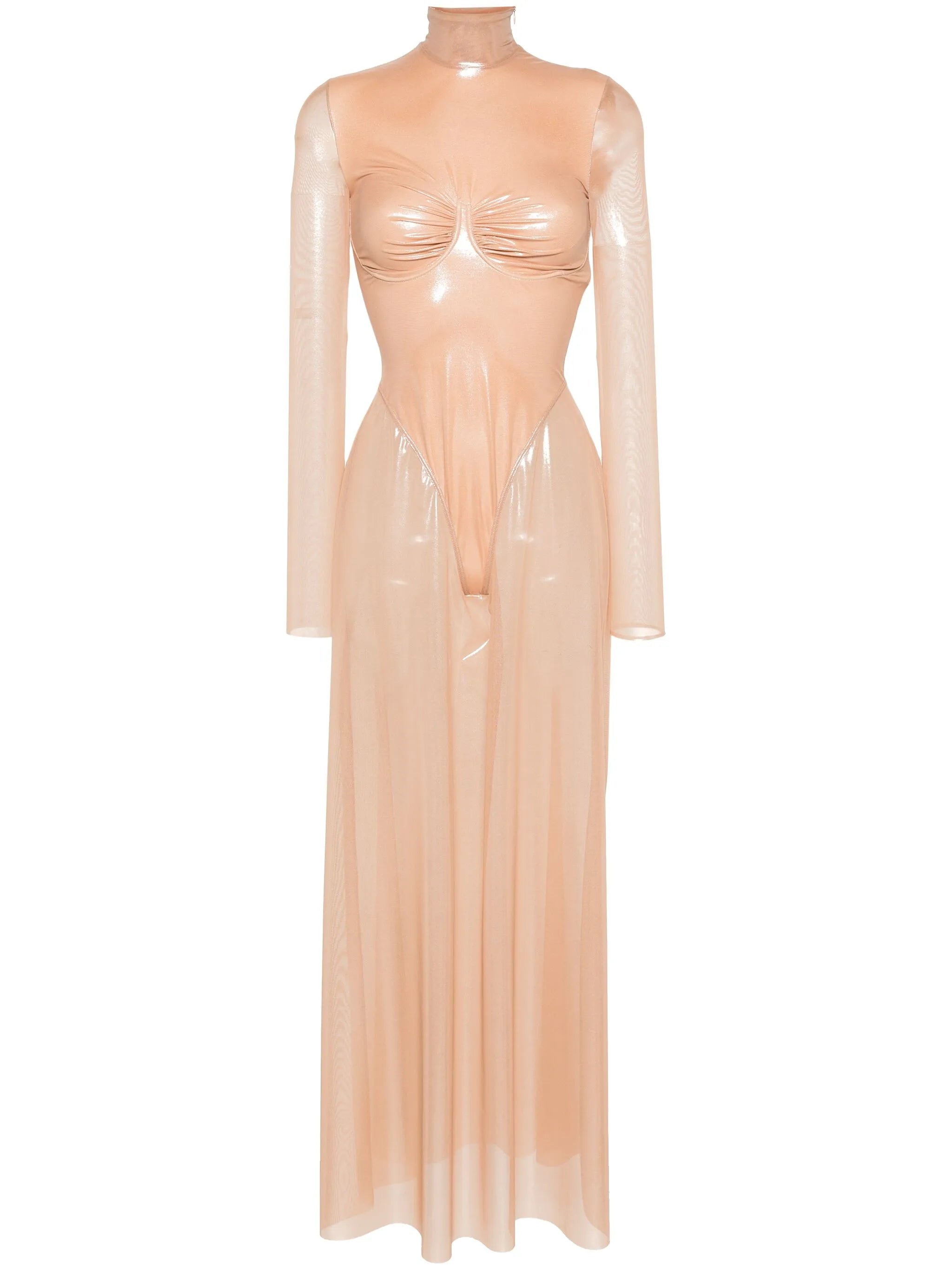 lamé sheer maxi dress