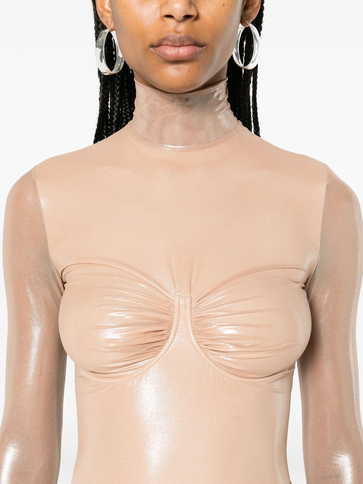 lamé sheer maxi dress