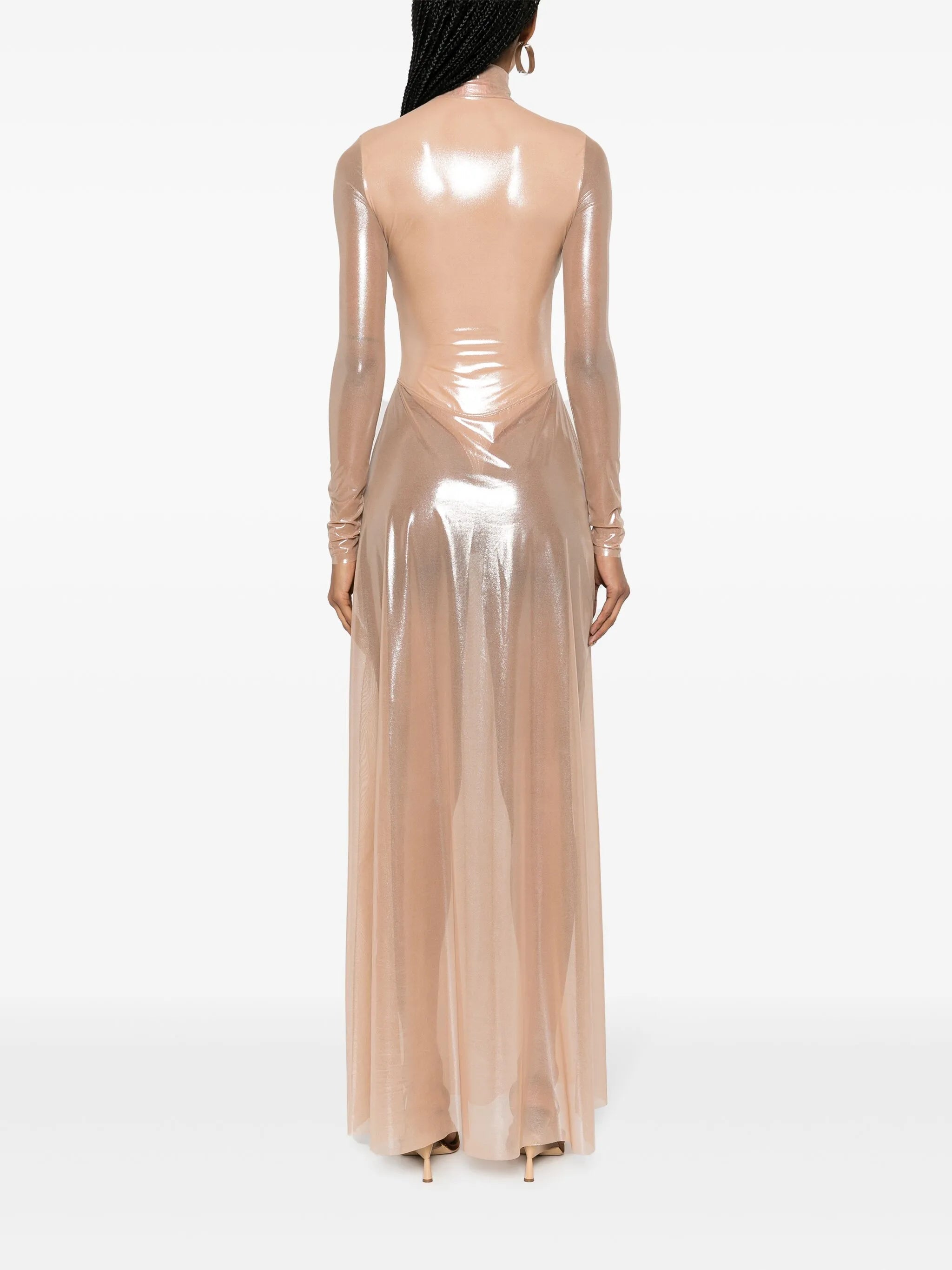 lamé sheer maxi dress