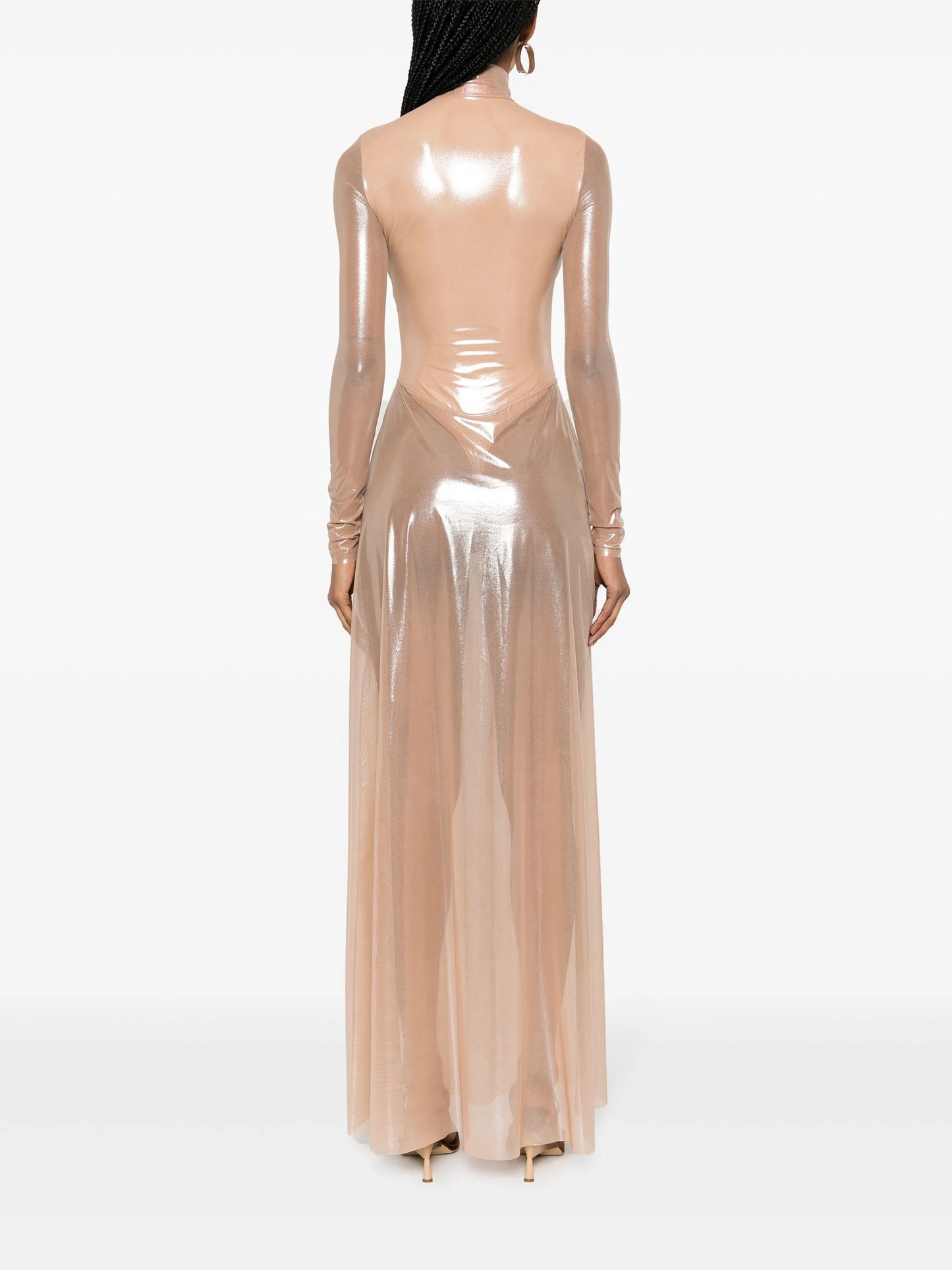 lamé sheer maxi dress