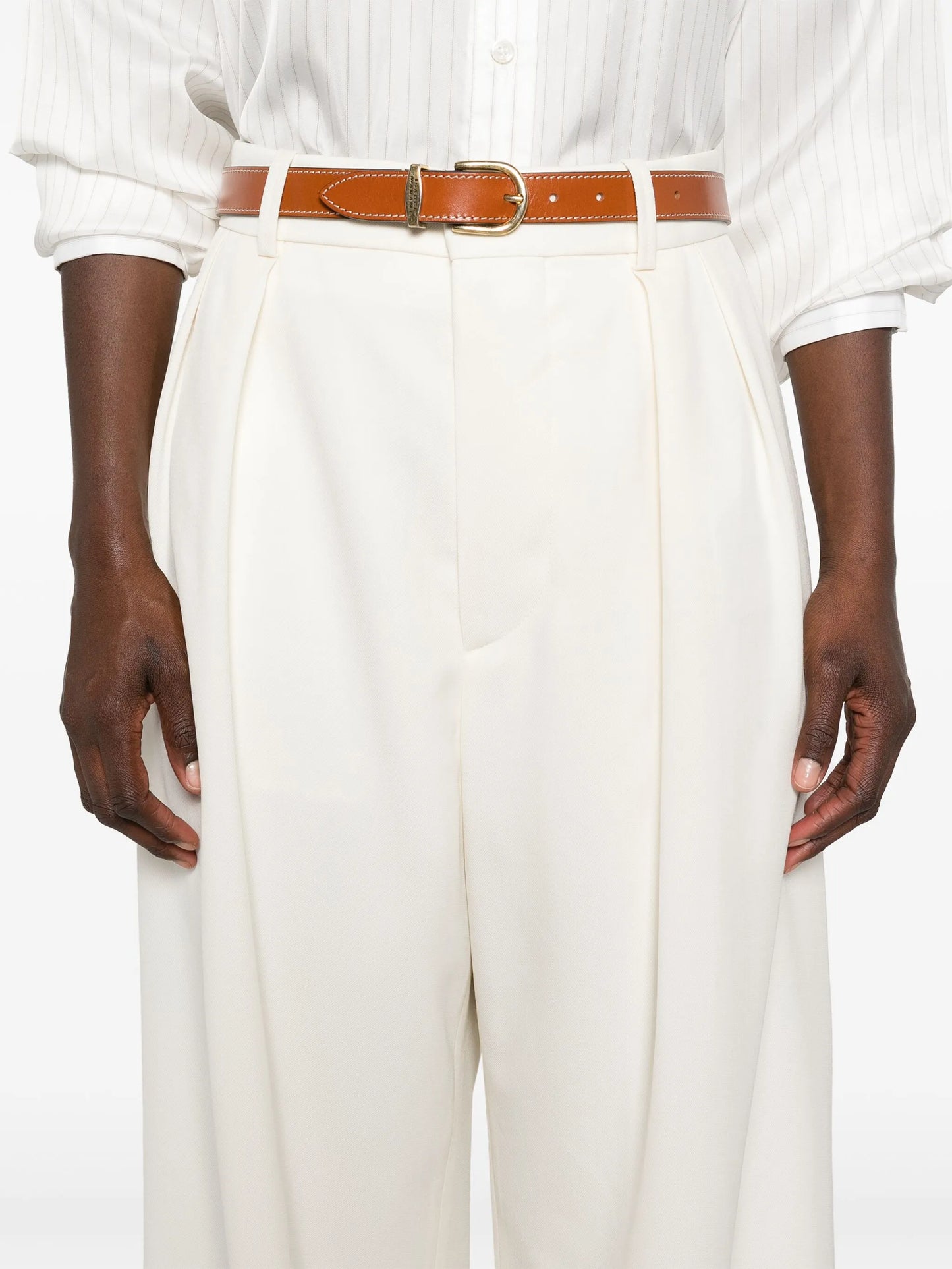 low-waisted tailored trousers