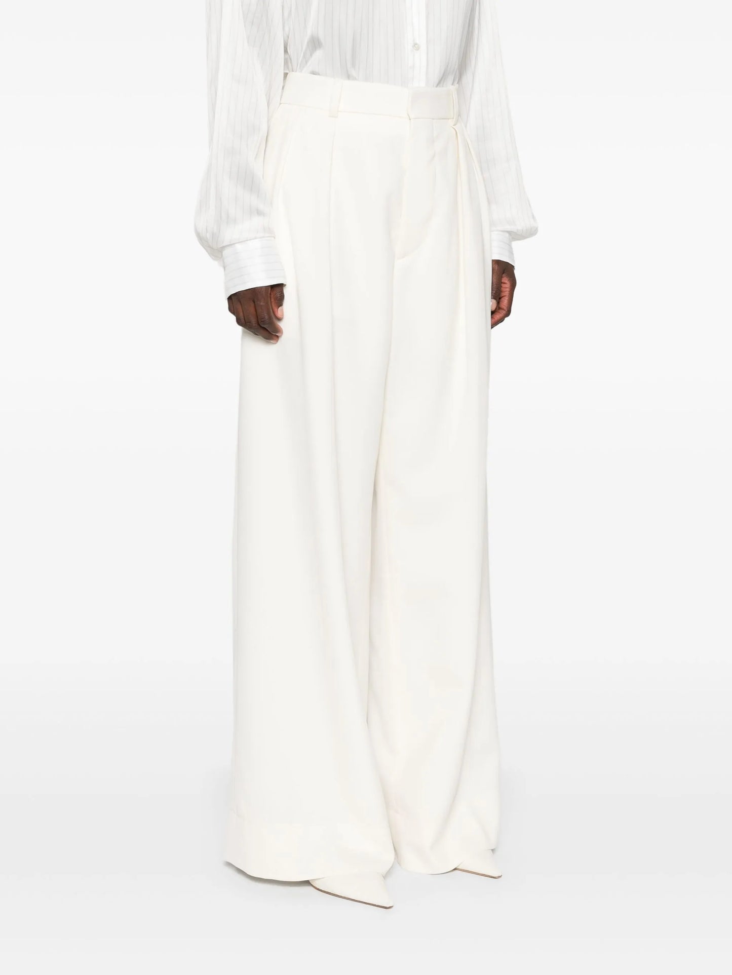 low-waisted tailored trousers