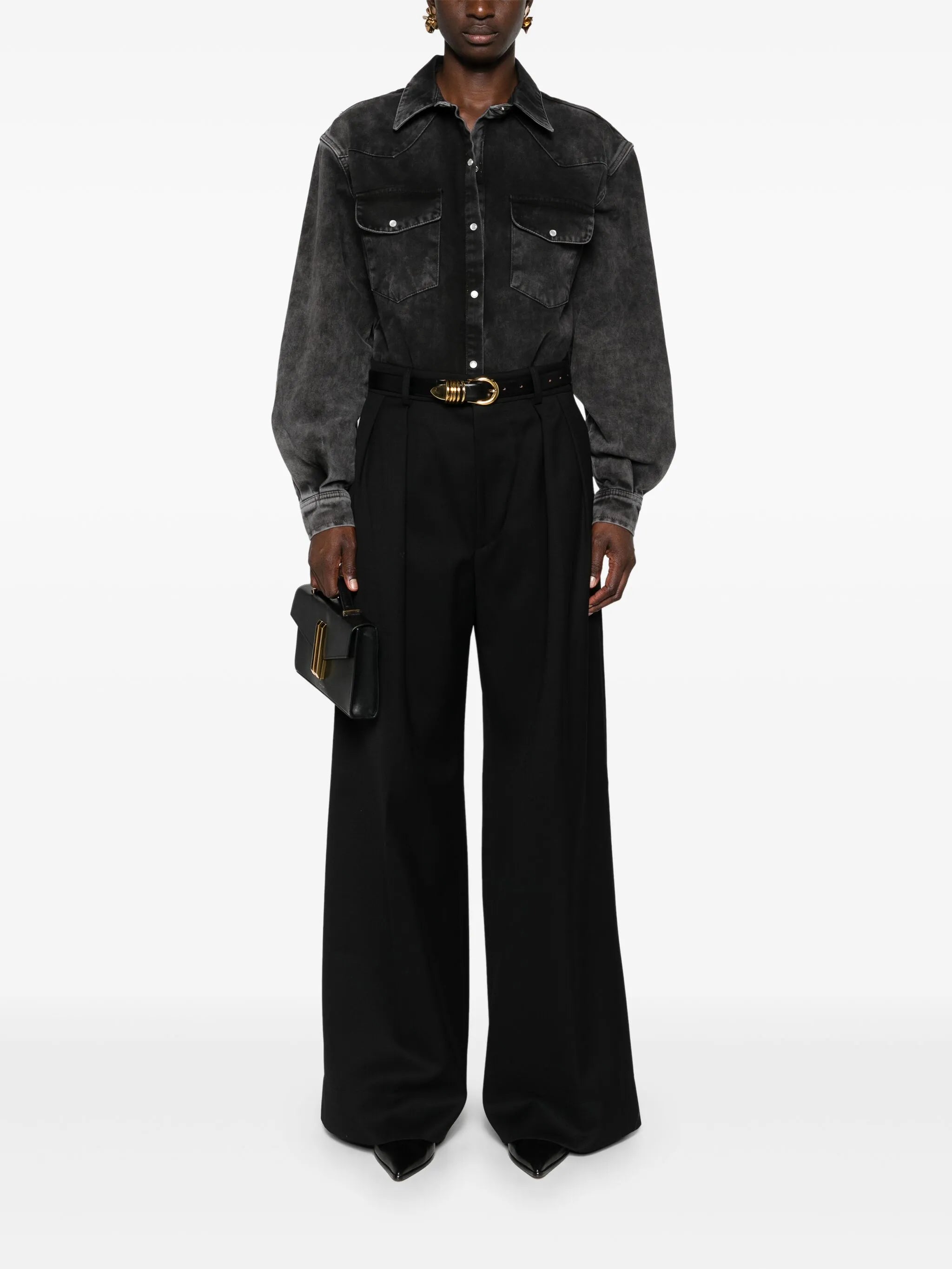 low-waisted tailored trousers