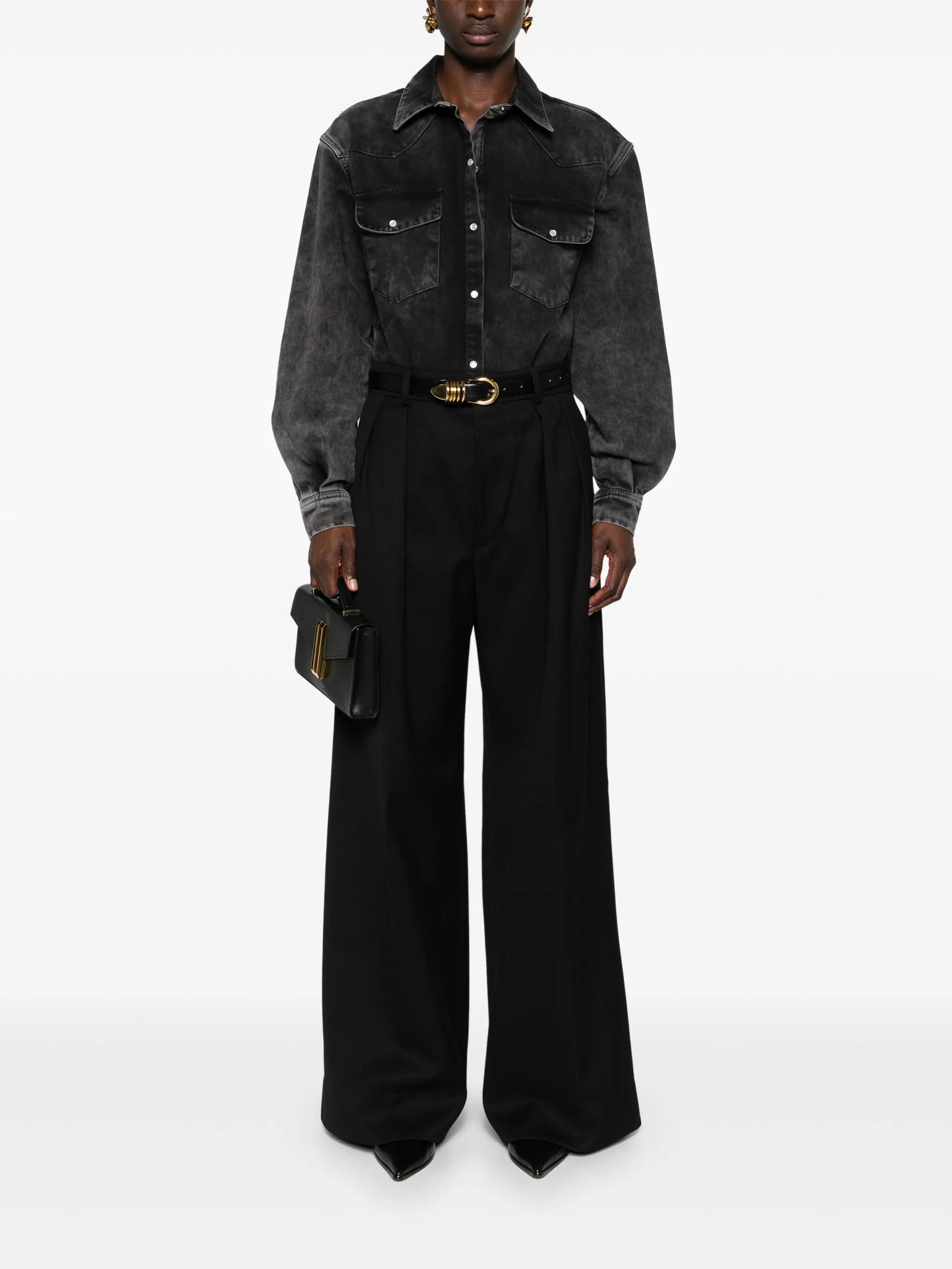 low-waisted tailored trousers