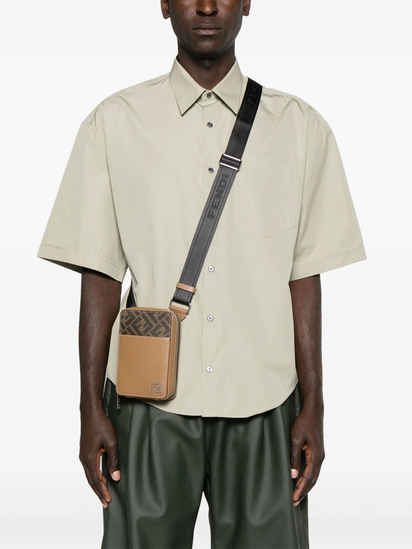 FF-jacquard leather phone bag