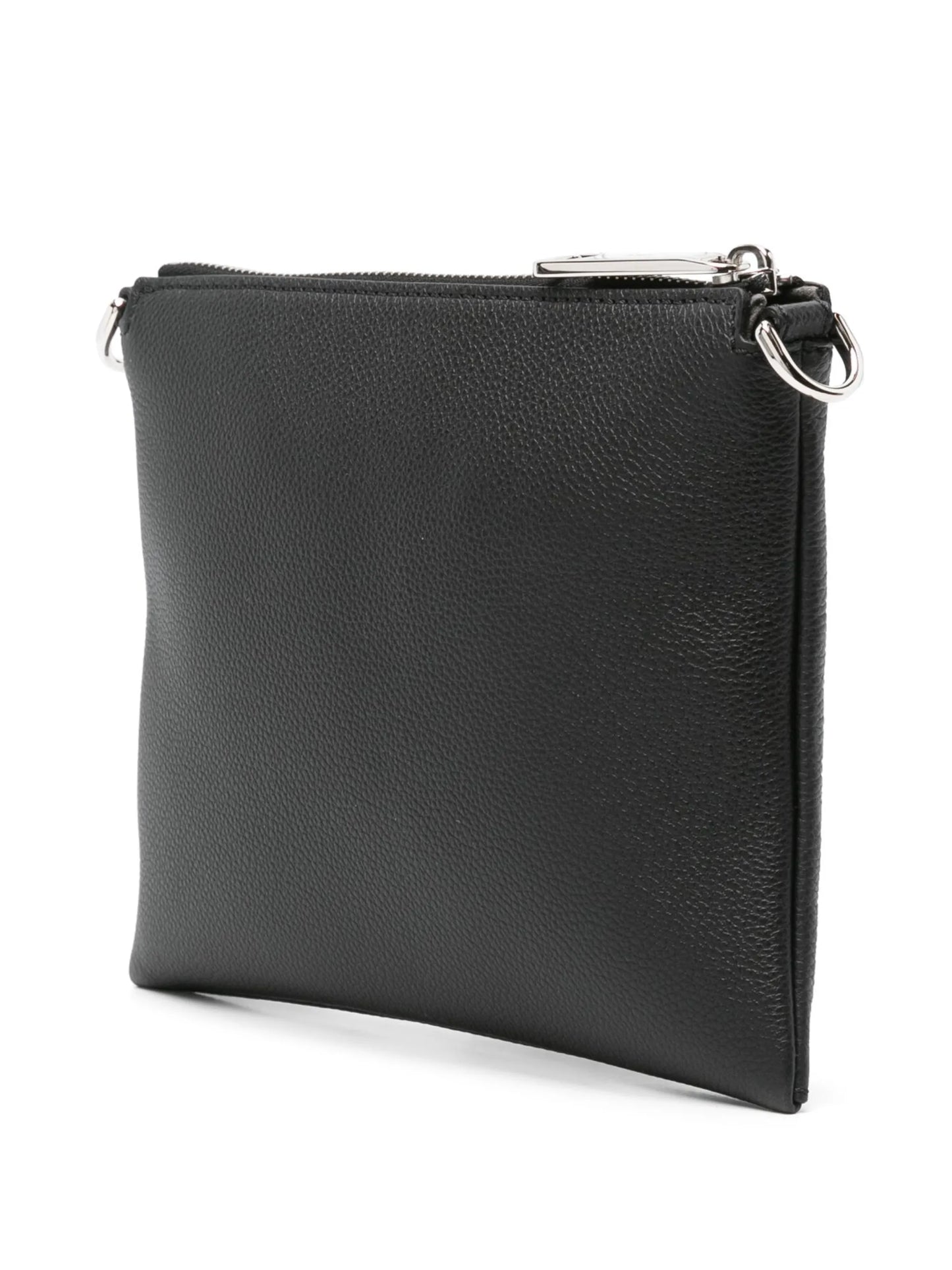 logo-embossed leather messenger bag