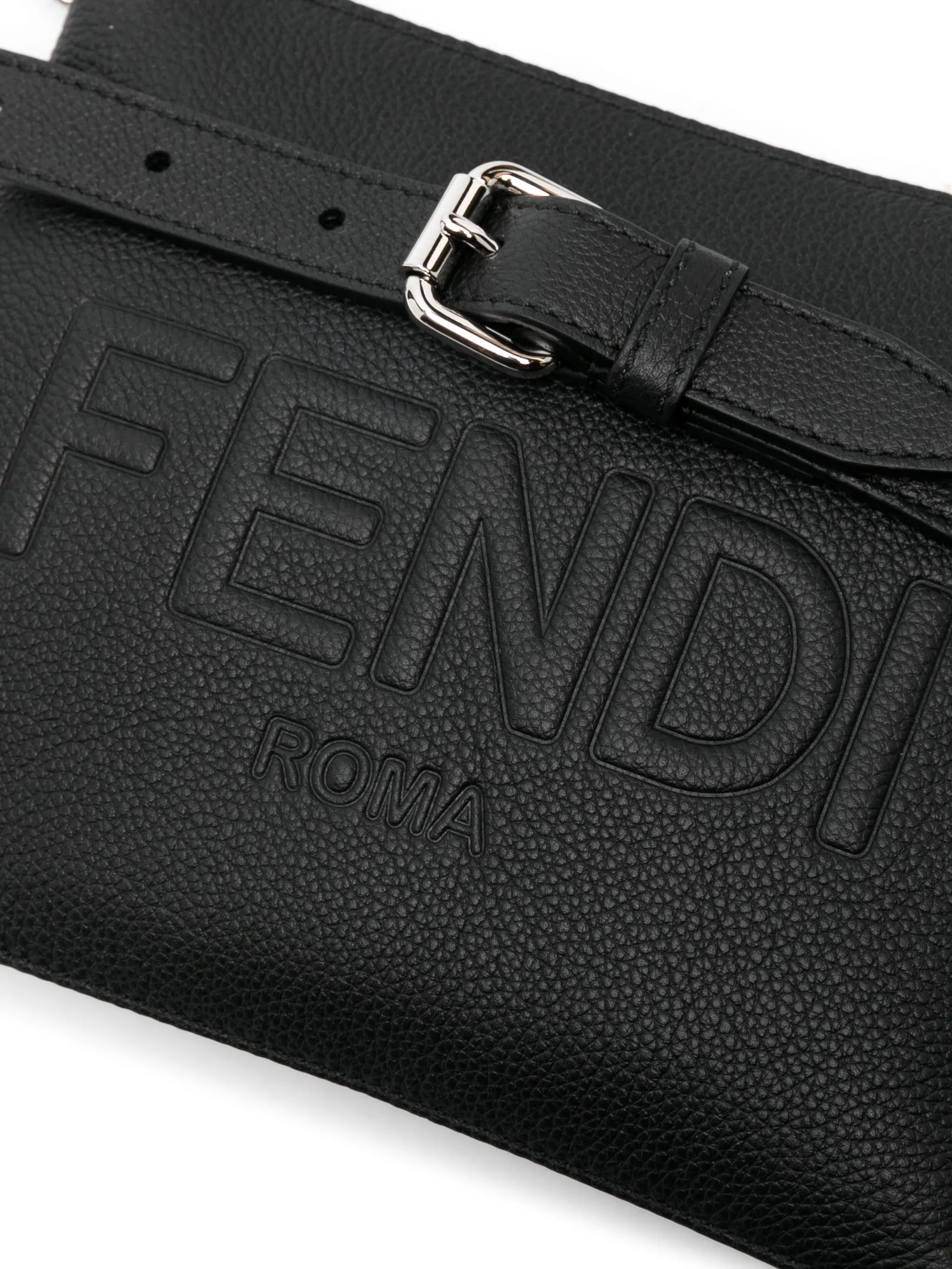 logo-embossed leather messenger bag