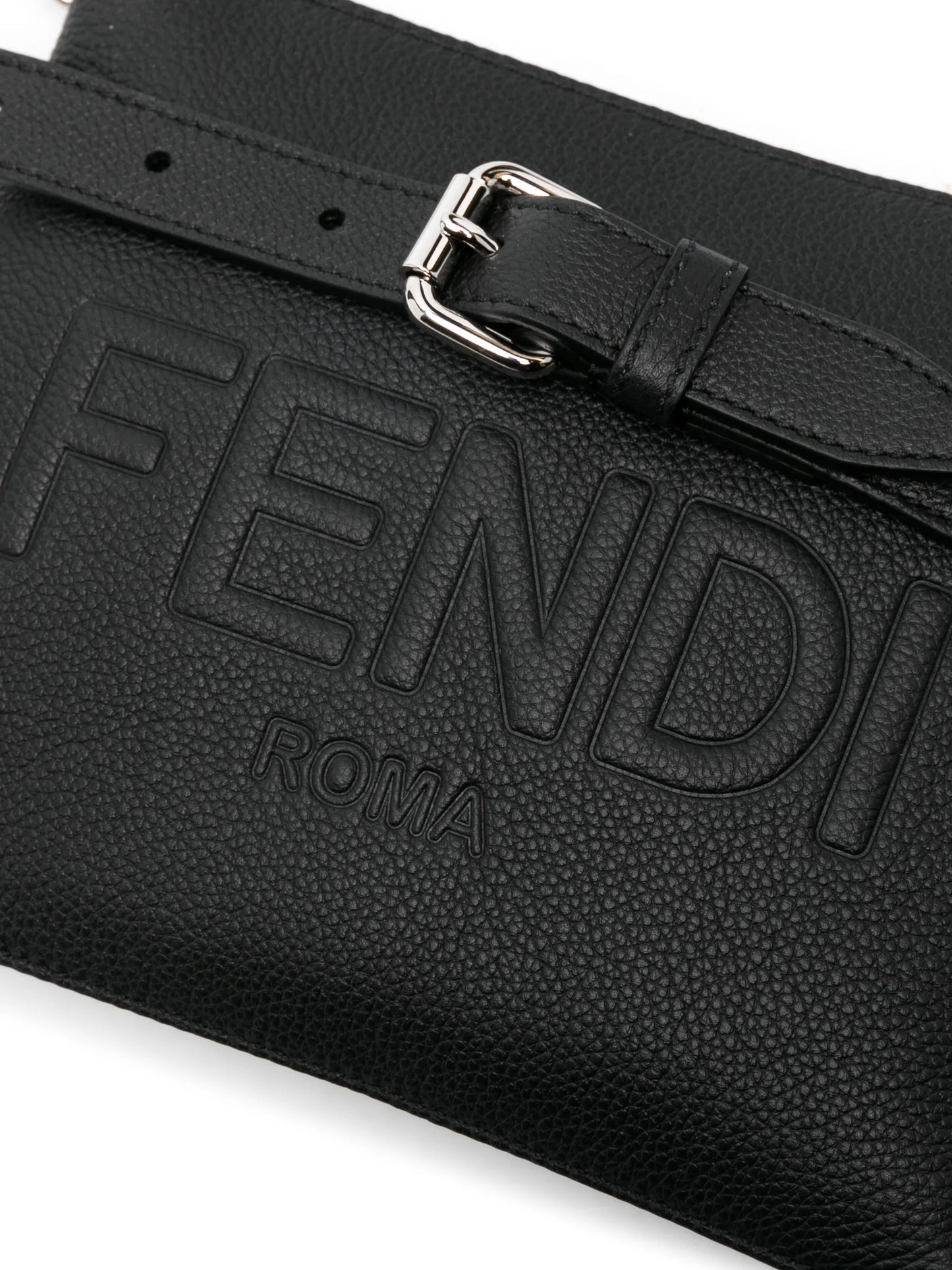 logo-embossed leather messenger bag