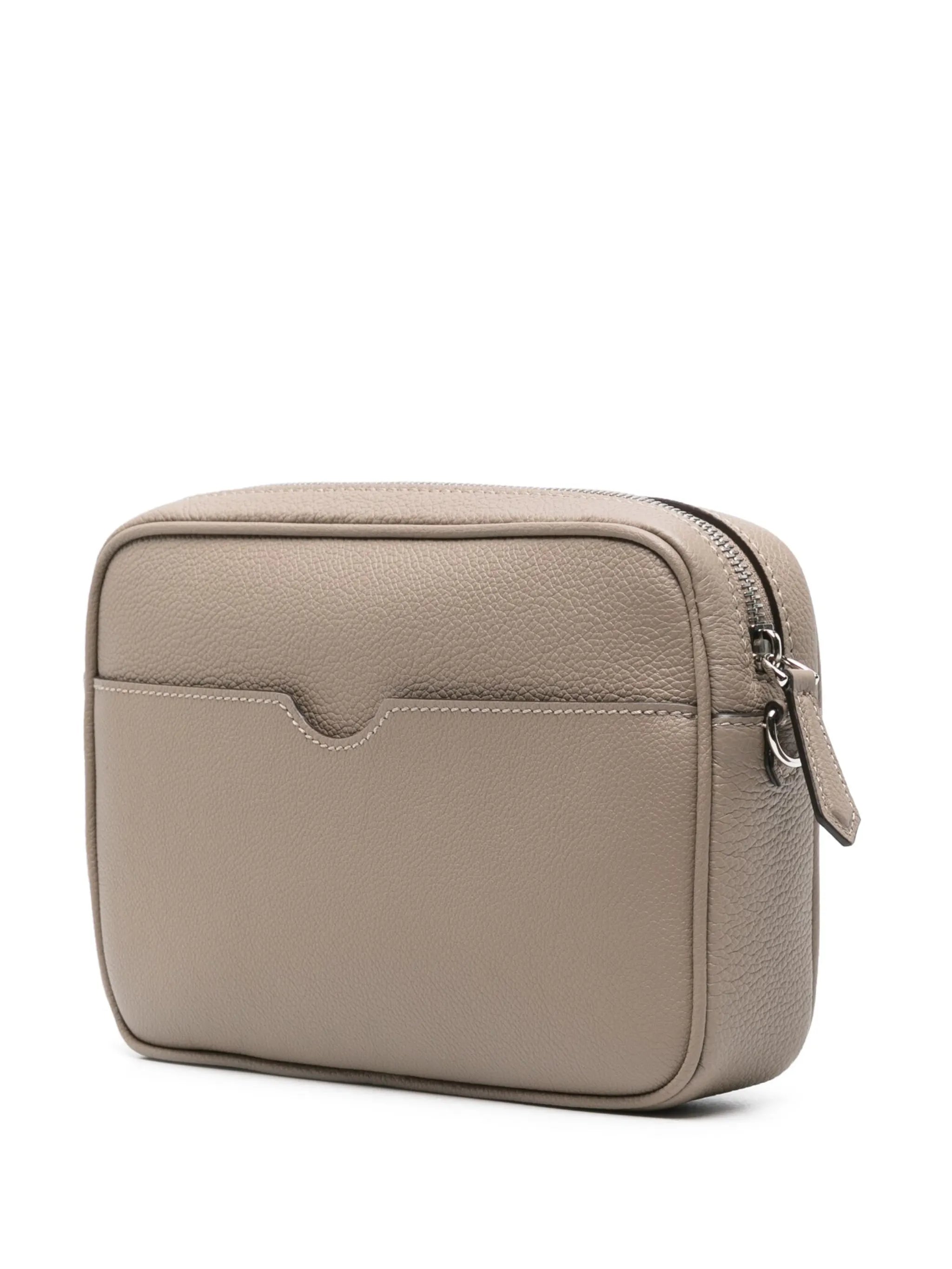 logo-embossed leather camera case