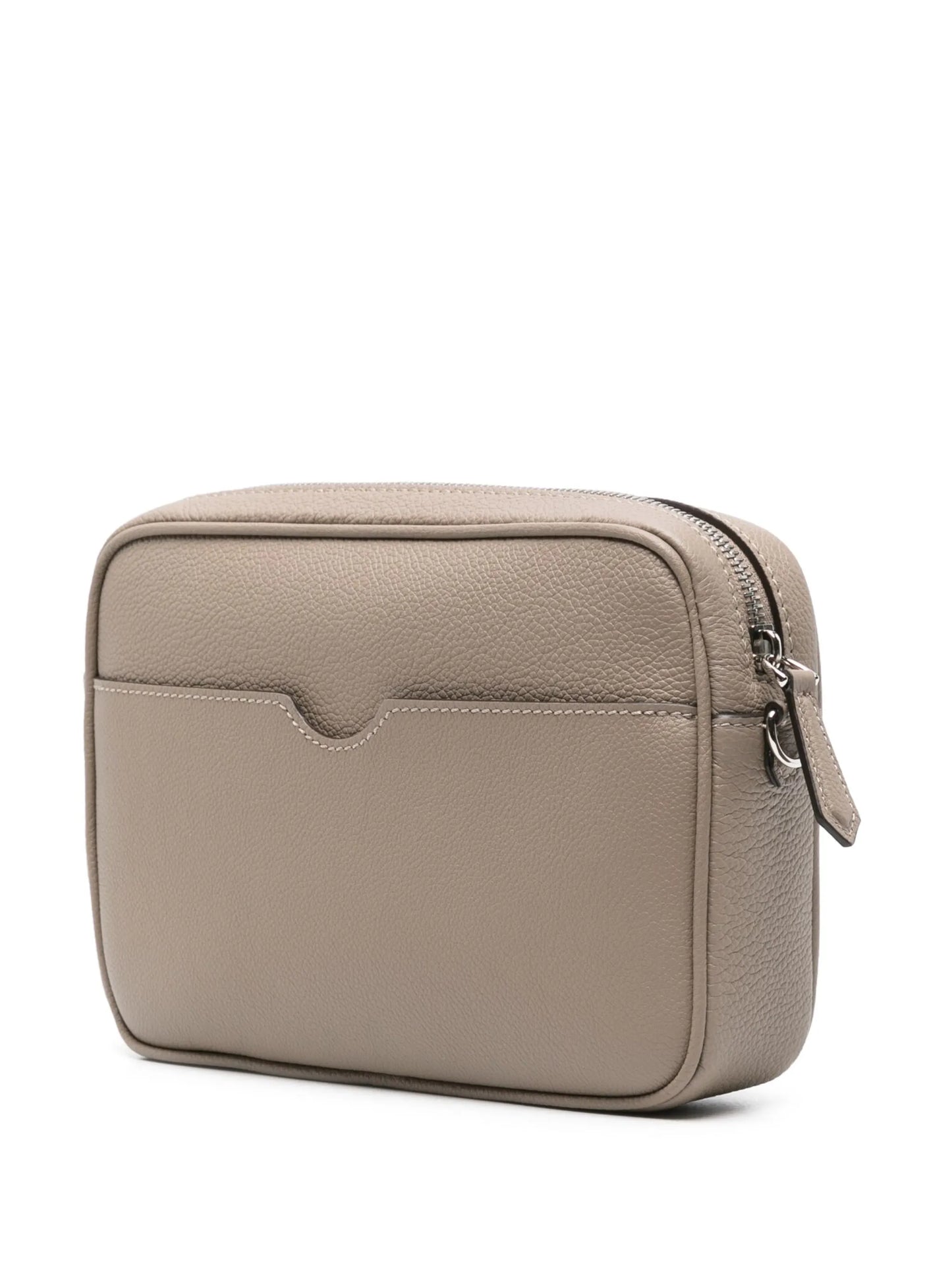 logo-embossed leather camera case