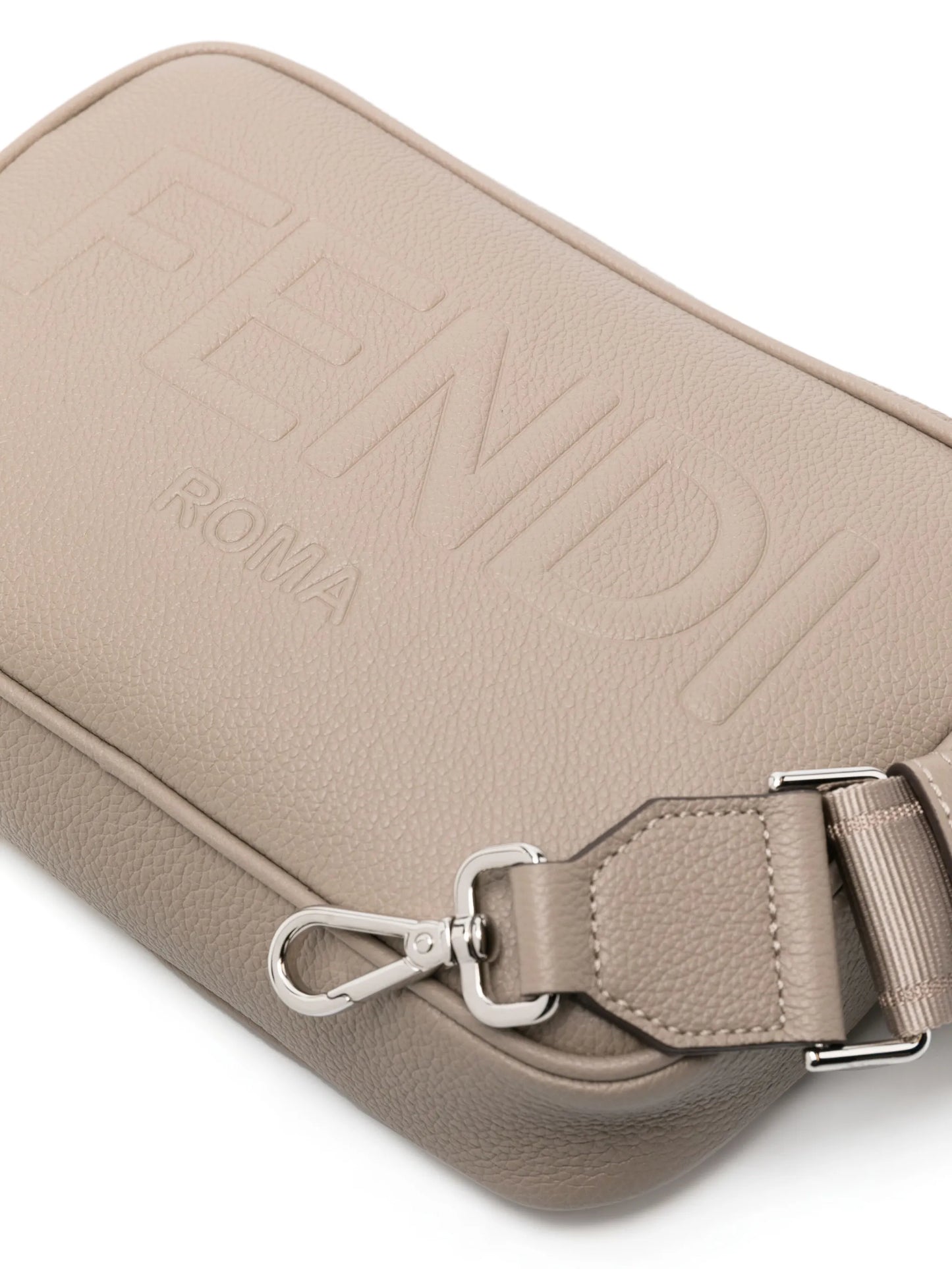 logo-embossed leather camera case